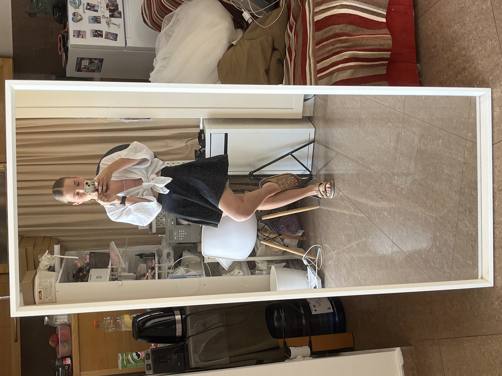 Wedding veil fitting session documented in Budva apartment