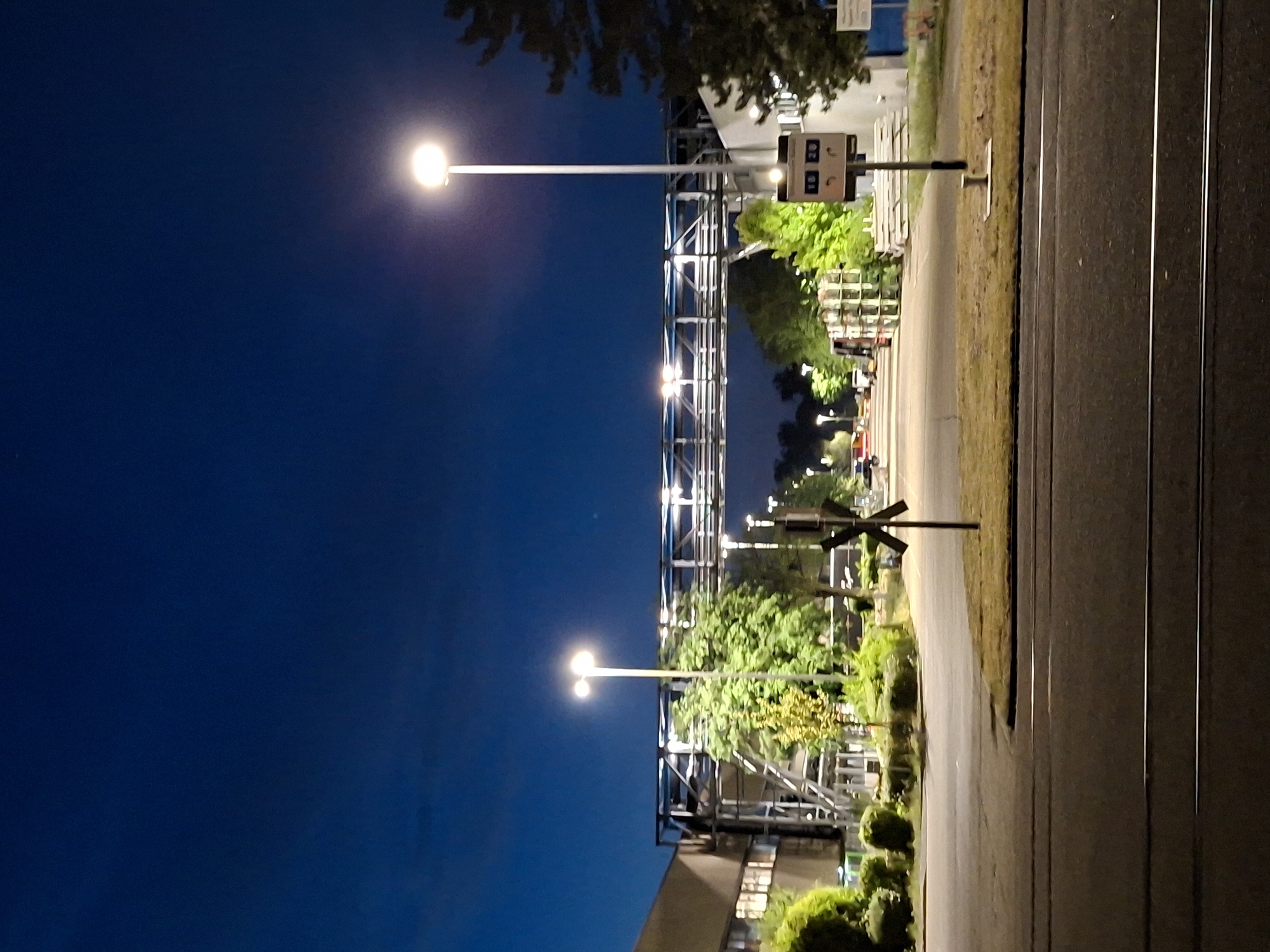 Dusk in Rastatt: streets and parked motorcycles on a summer evening