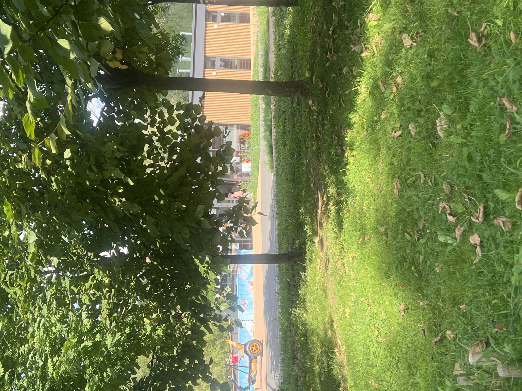 Moscow lake park packed with swimmers and sunbathers on a summer afternoon