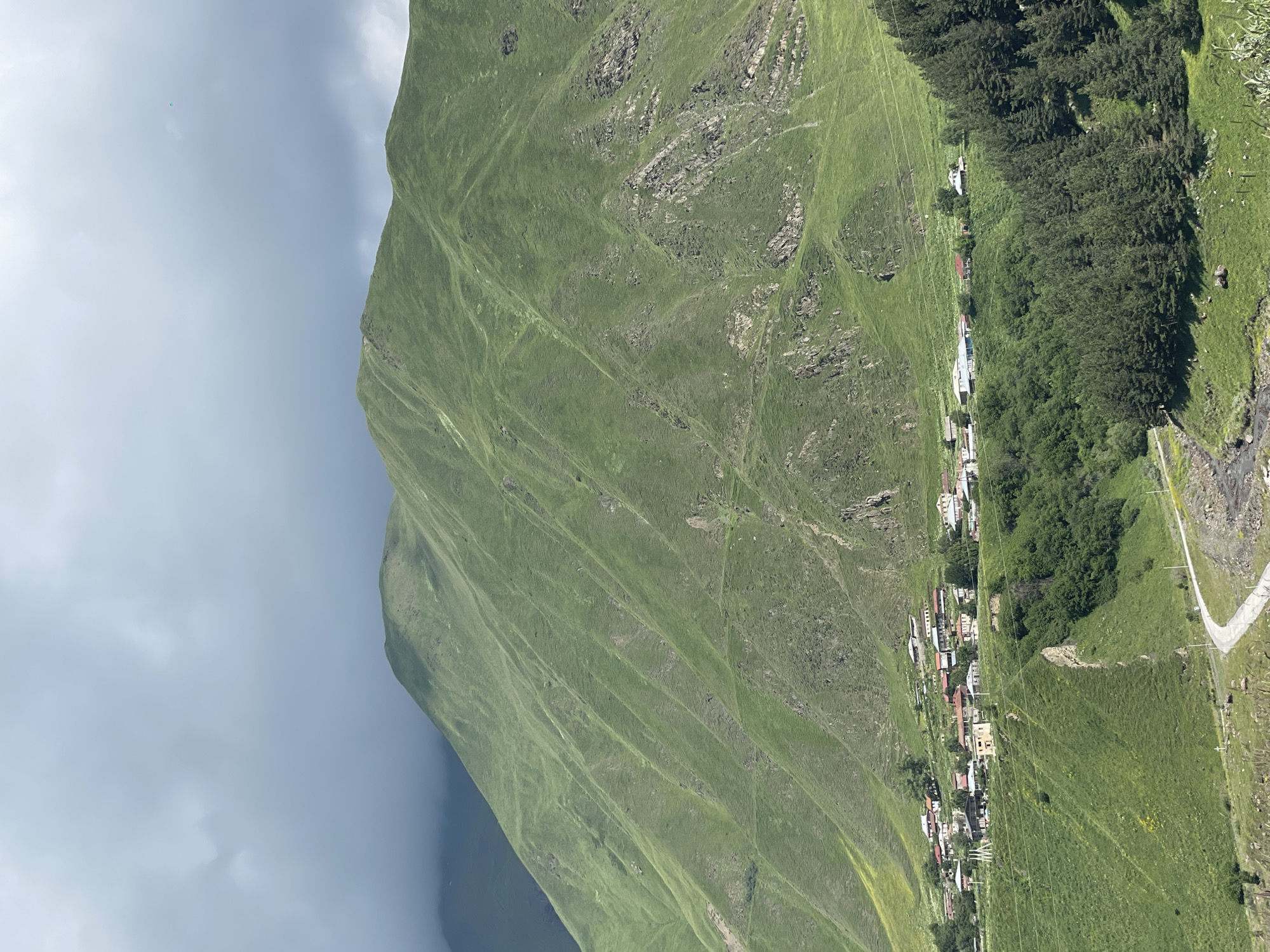 Road work in progress through the mountain village of Sioni