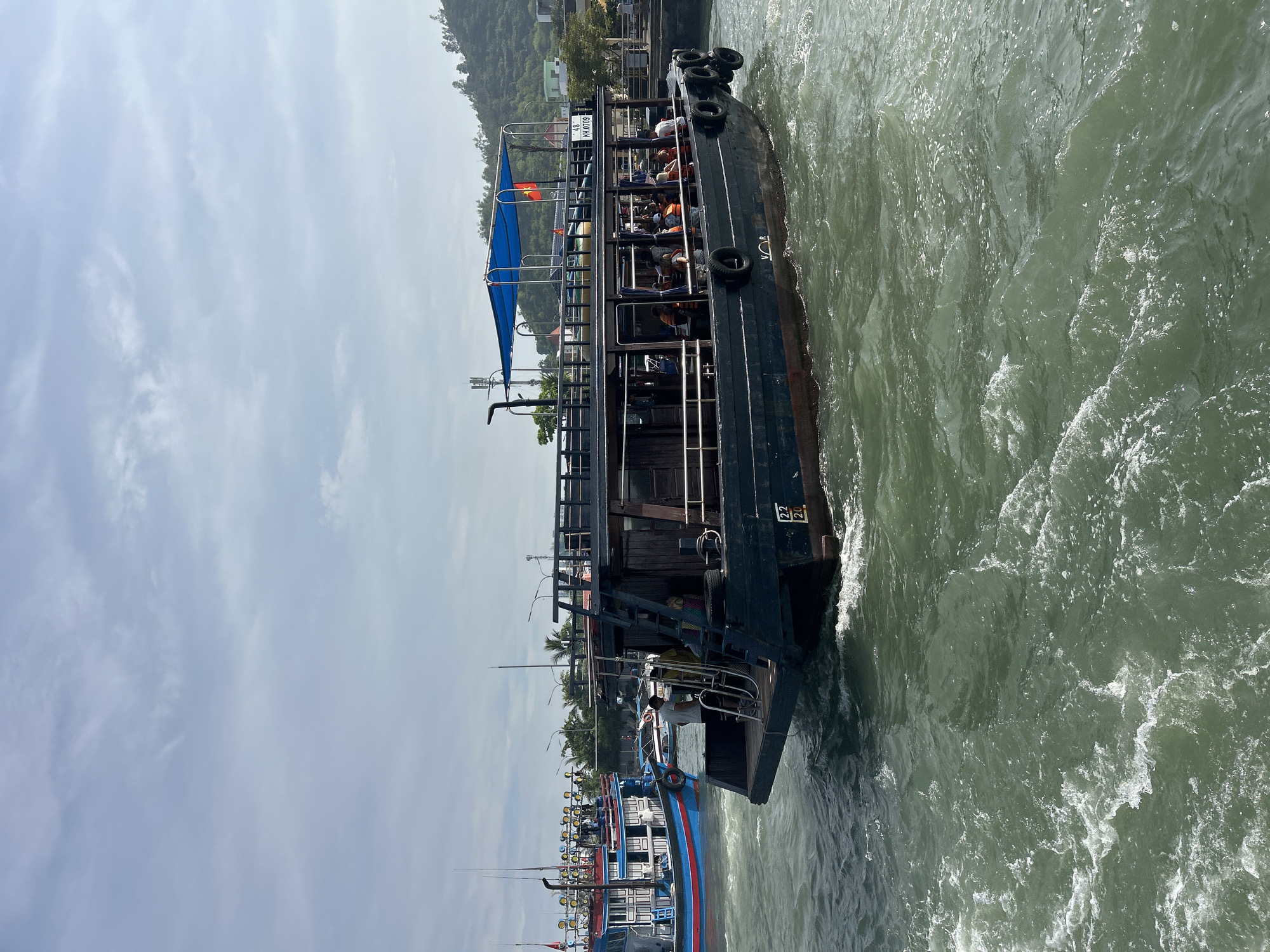 Nha Trang Bay buzzing with boat traffic on a choppy morning