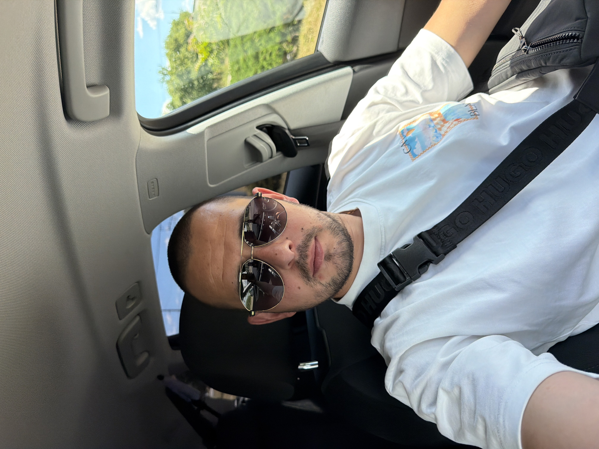 Car interior view from driver's perspective in Burgas