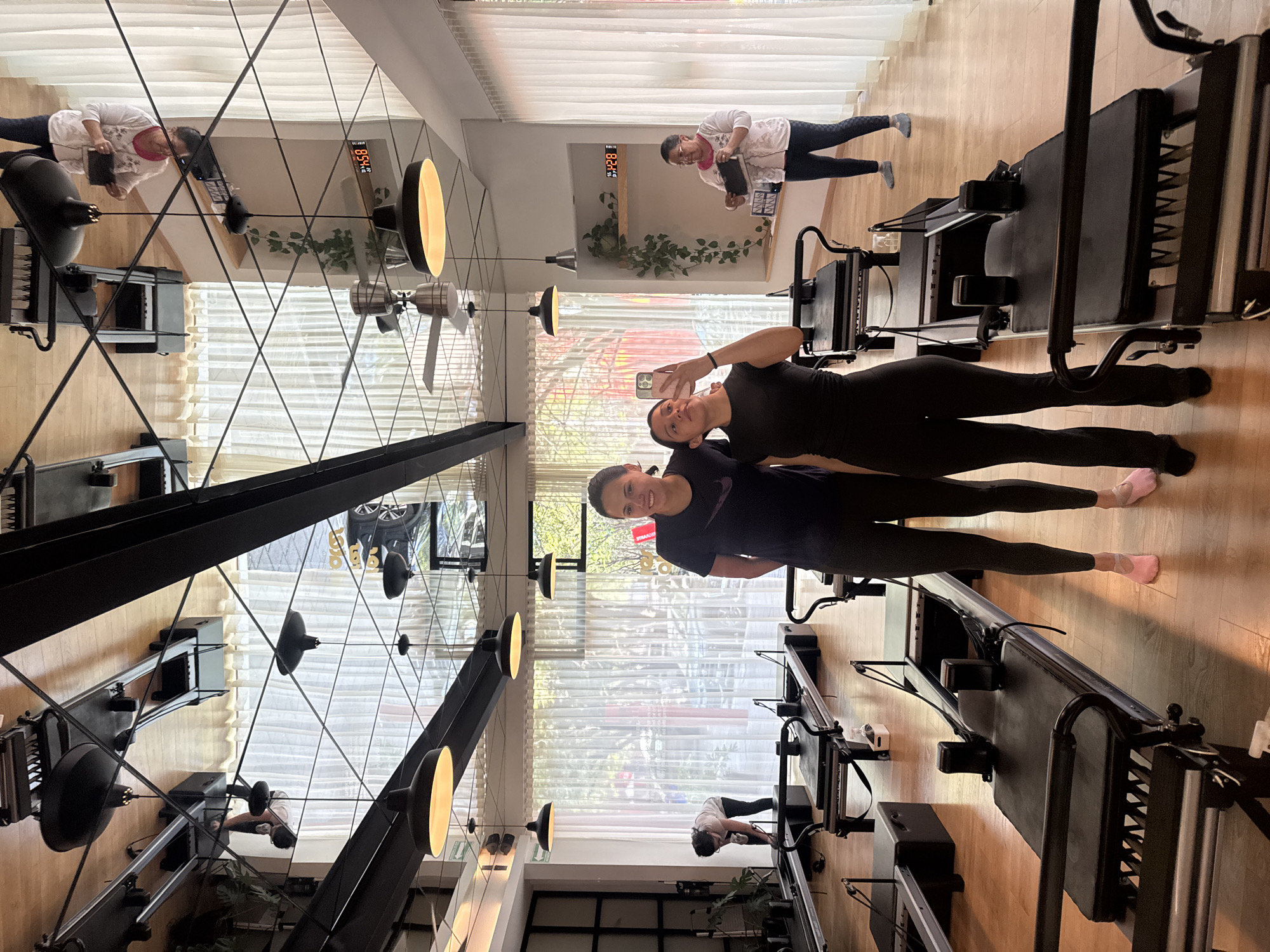 Young women selfie at Puebla Pilates studio Saturday