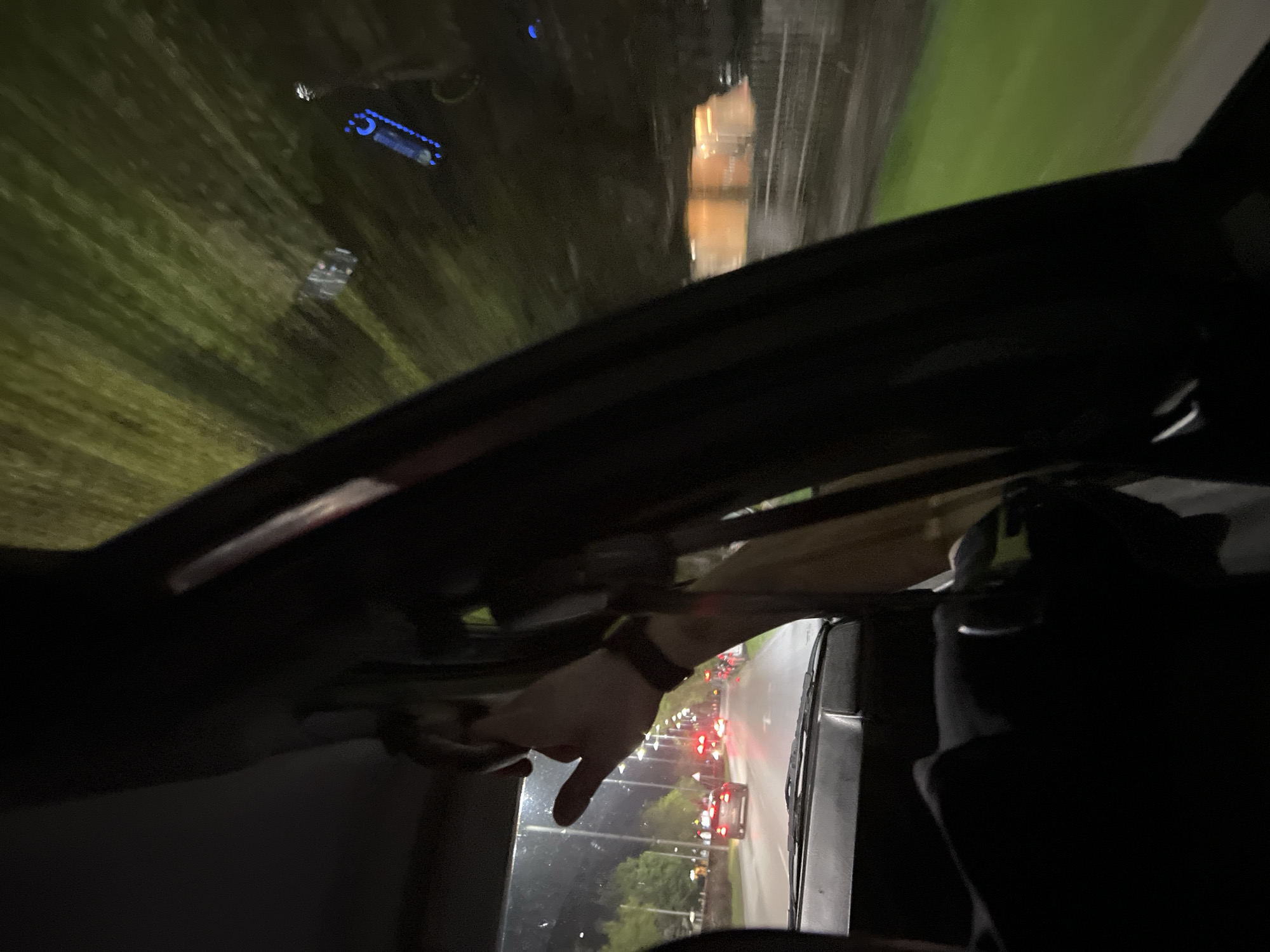 Night drive captured from inside vehicle in Plovdiv