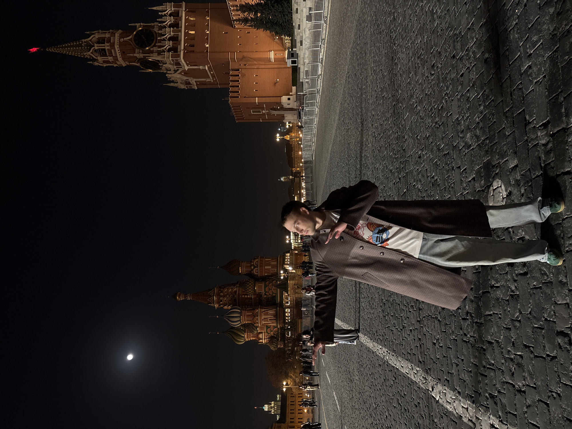 St. Basil's Cathedral illuminated at night in Moscow