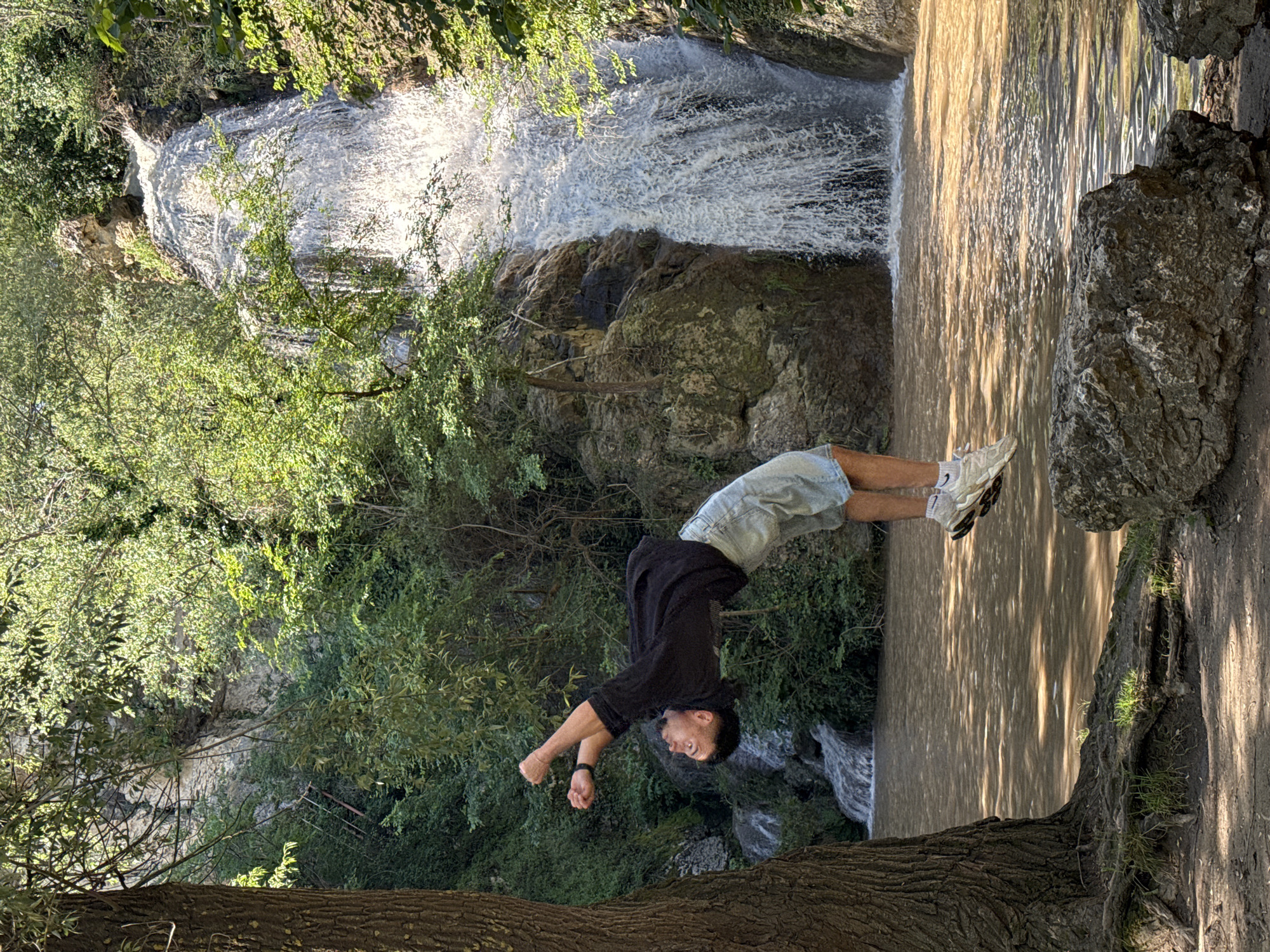 Man performs backflip stunt at Hotnitsa Waterfall, Bulgaria
