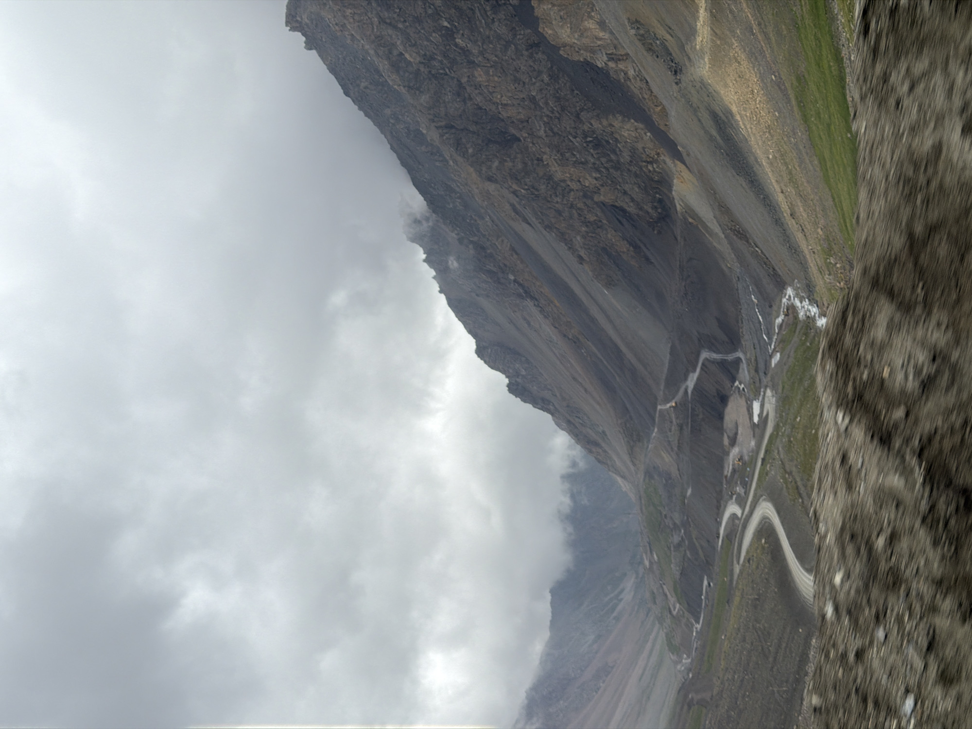 Sprinter van parked deep in a remote Kyrgyz mountain valley
