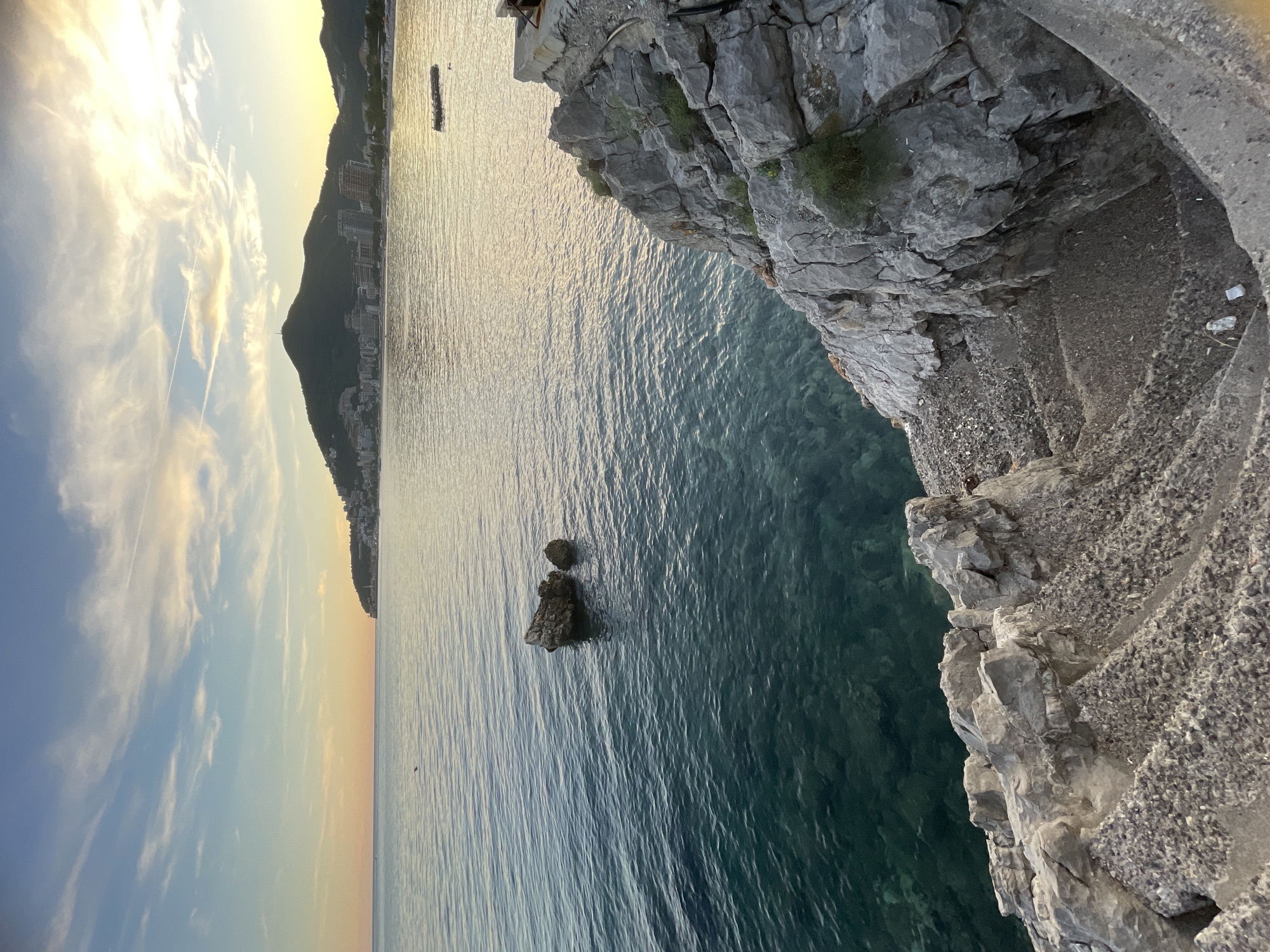 Evening coastal resort scenes in Budva, Montenegro