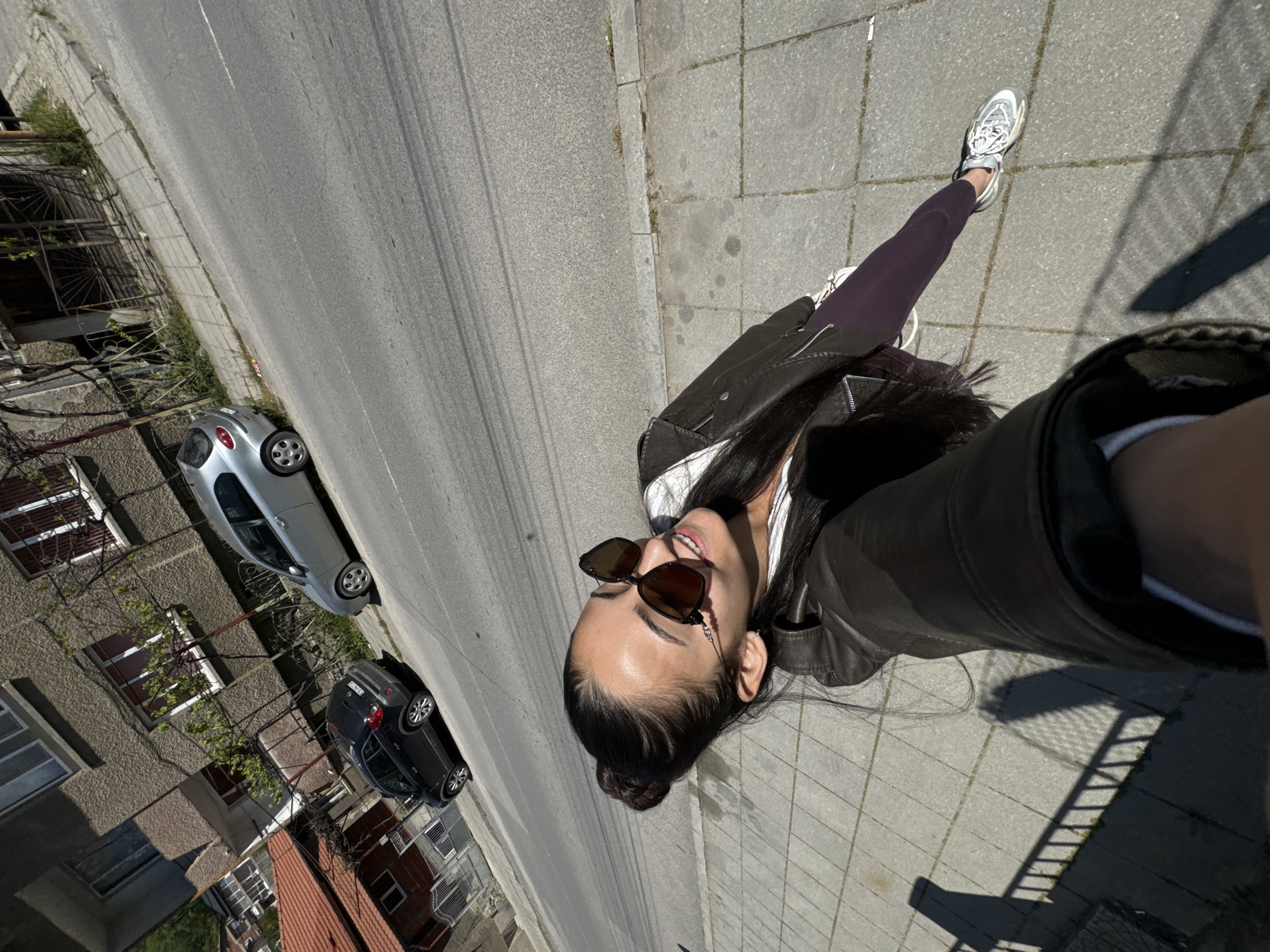 Woman poses for photos on Dupnitsa streets