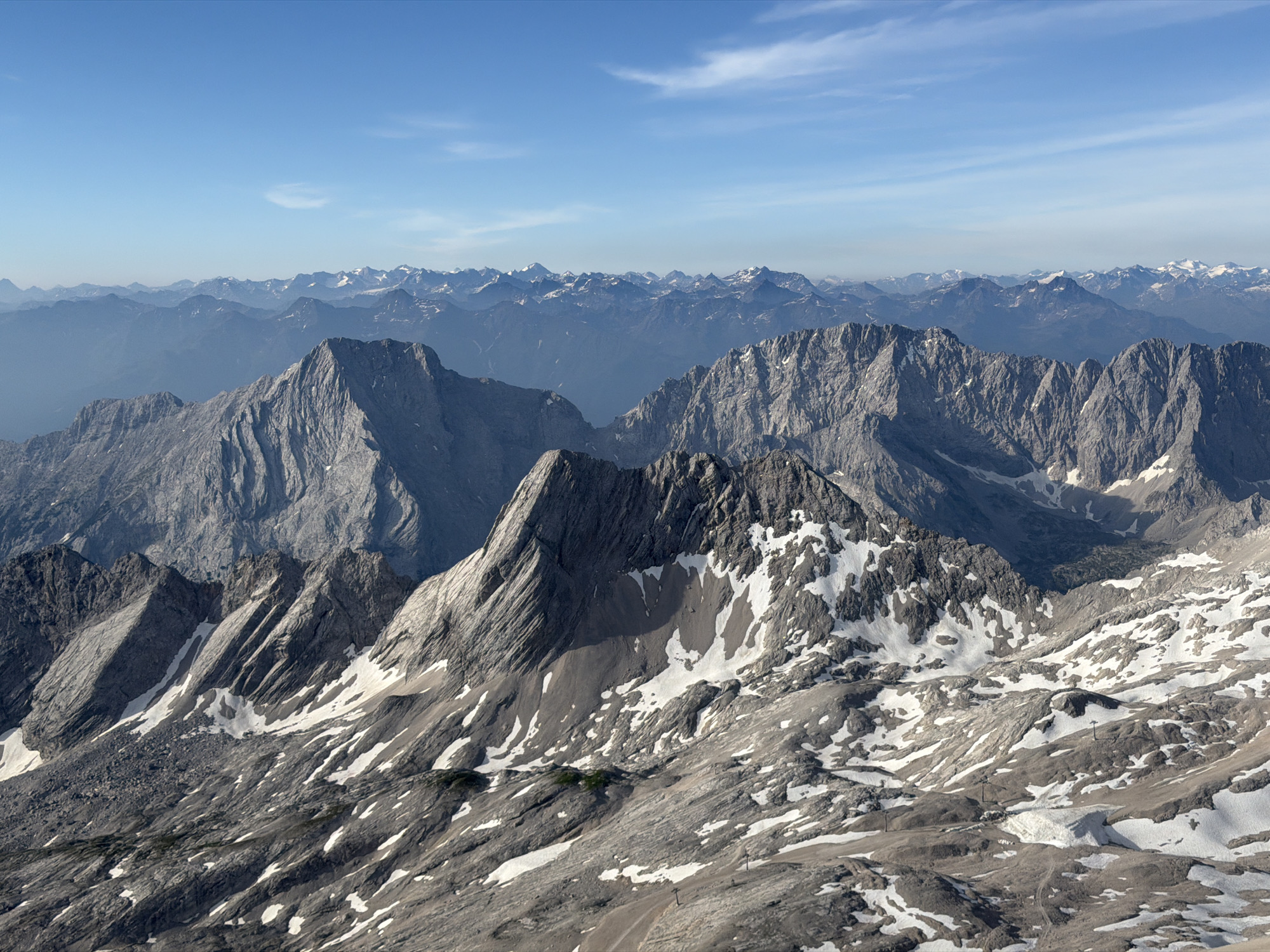 Aerial survey of the Zugspitze massif, Bavarian Alps