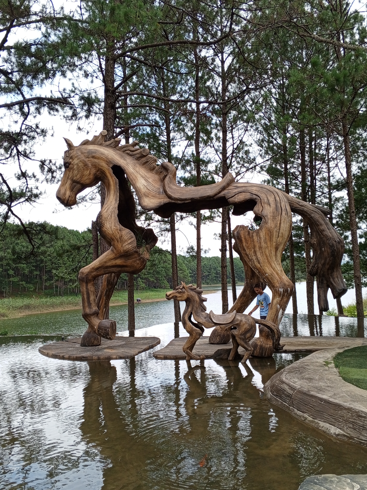 Morning visitors explore sculpture garden in Da Lat, Vietnam