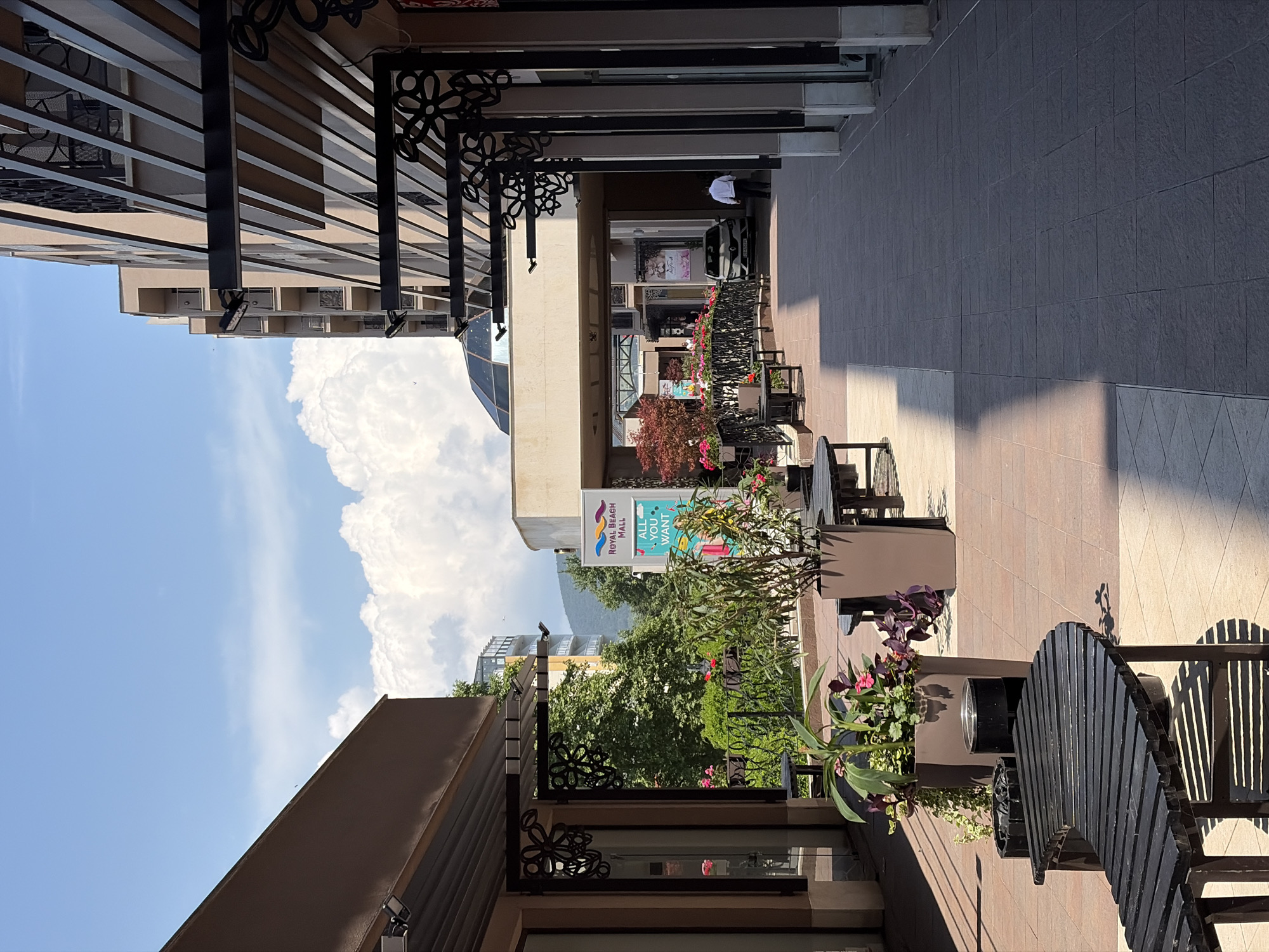 Sunny pedestrian plaza documented in Nesebar, Bulgaria