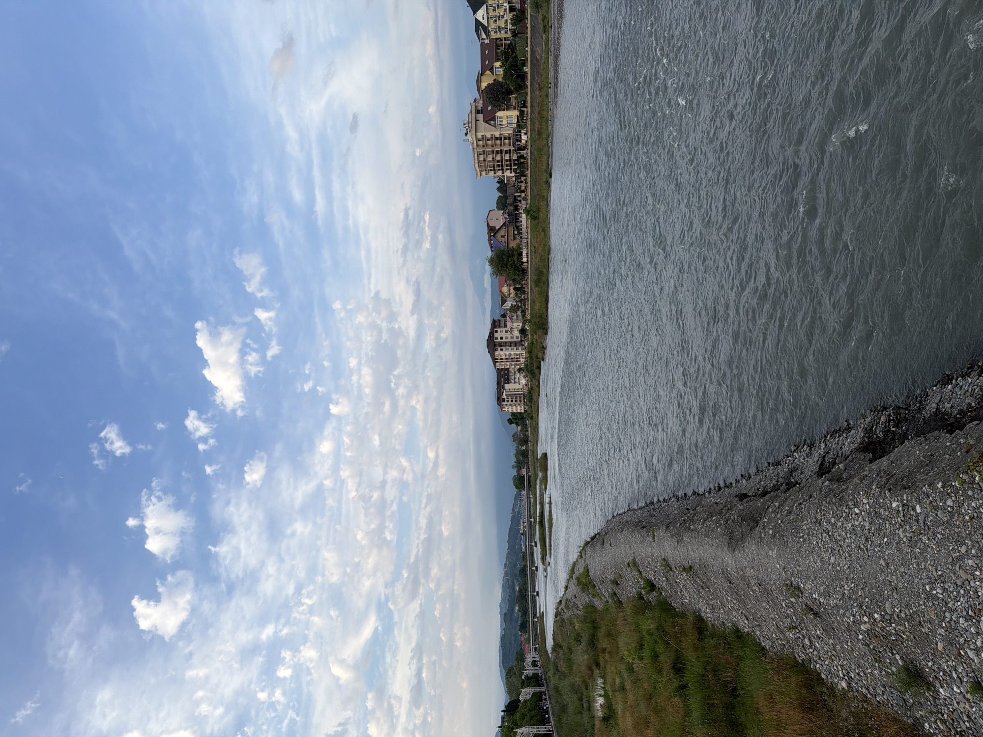 Summer evening life along Sochi's riverfront and Sirius canals