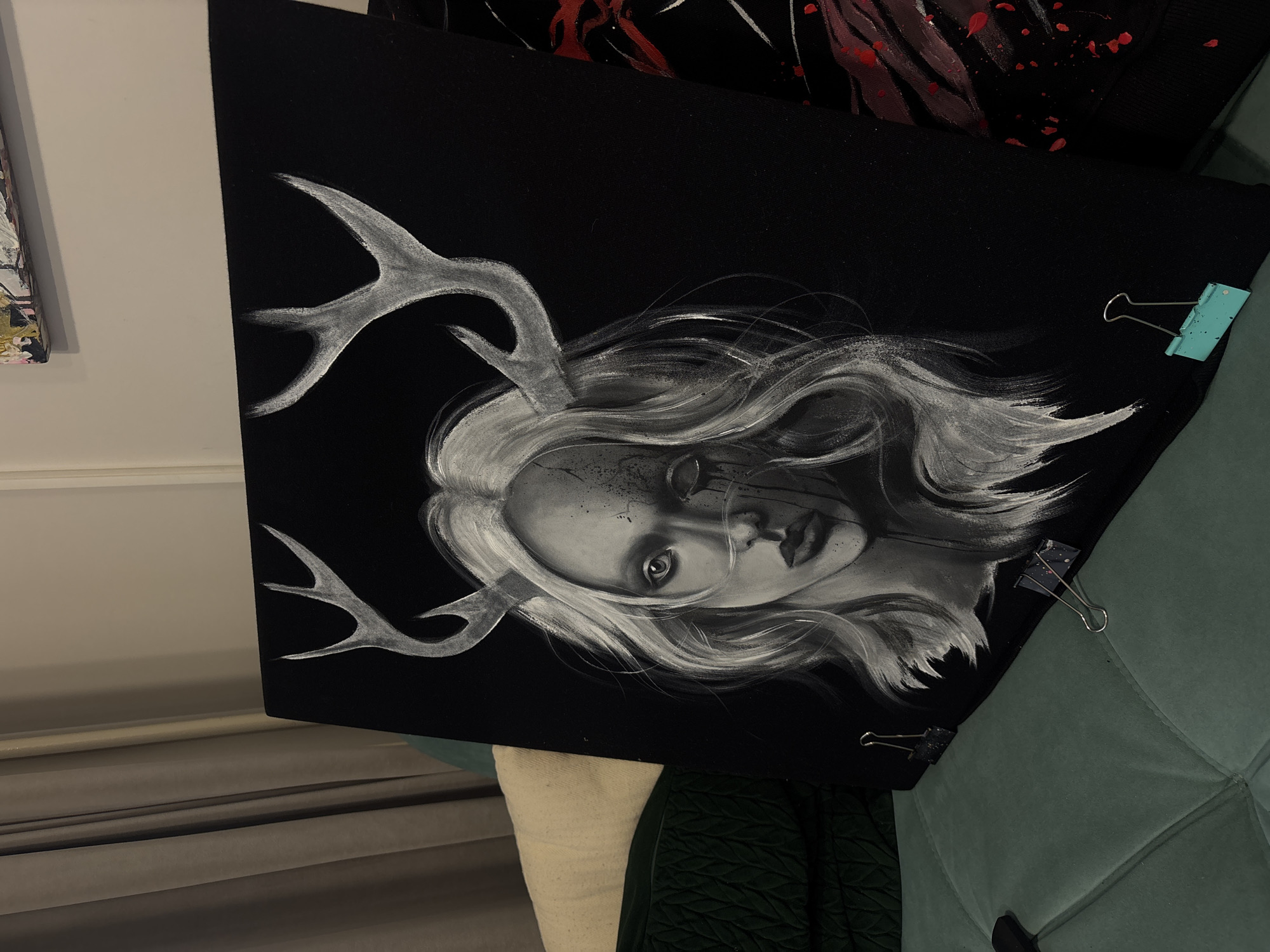 Antlered woman portrait painting spotted in Krasnoyarsk
