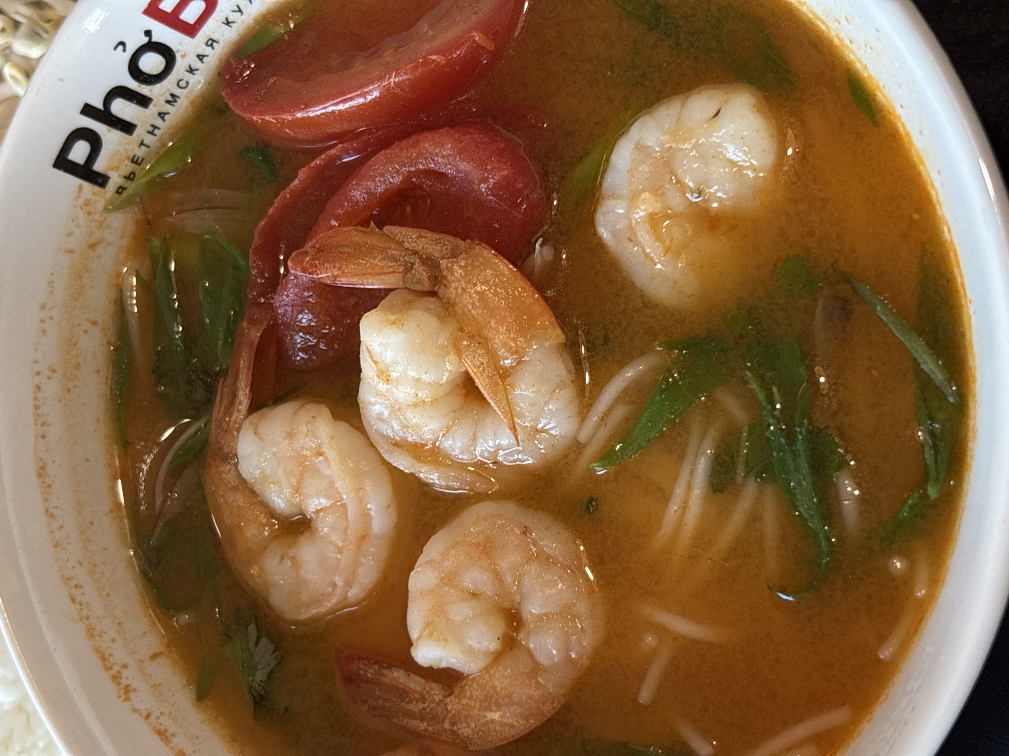 Vietnamese pho and rice lunch at a Khimki restaurant