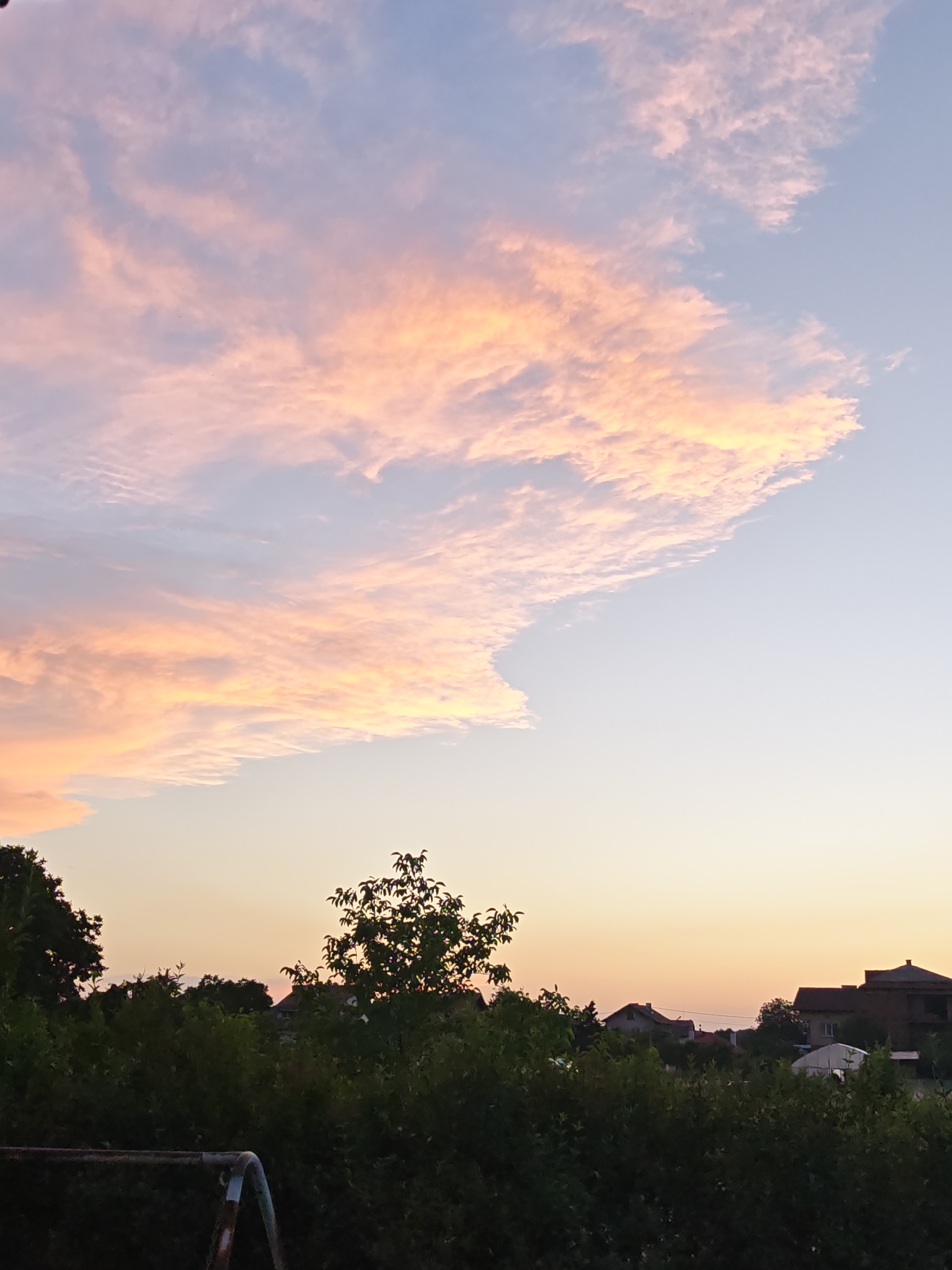 Soft sunset clouds over Negovan village, Bulgaria