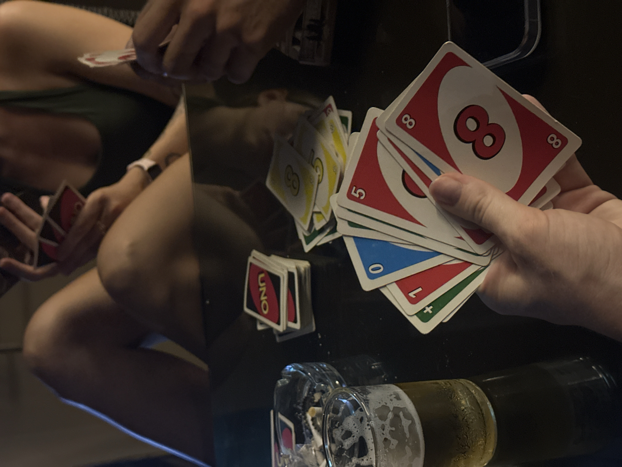 Evening Uno game captured in Baan Chaweng, Thailand