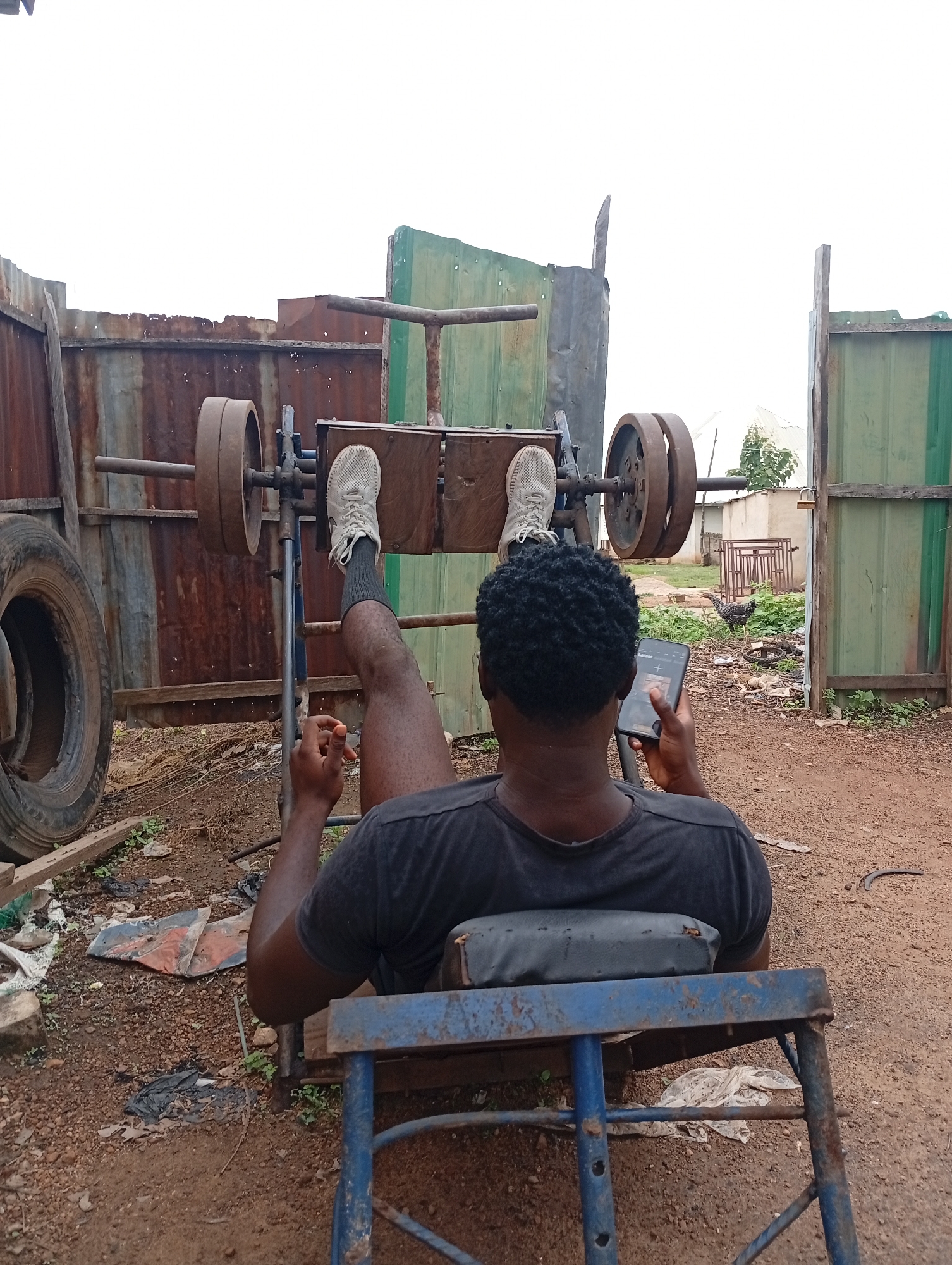 Outdoor strength training with DIY equipment in Akwanga, Nigeria