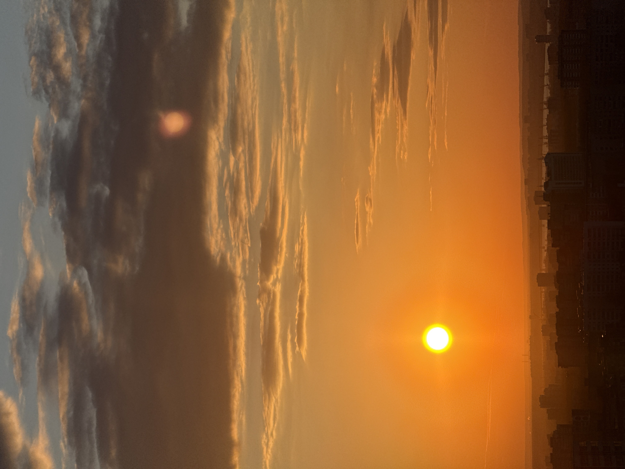 Vibrant sunset photographed over Perm, Russia urban landscape