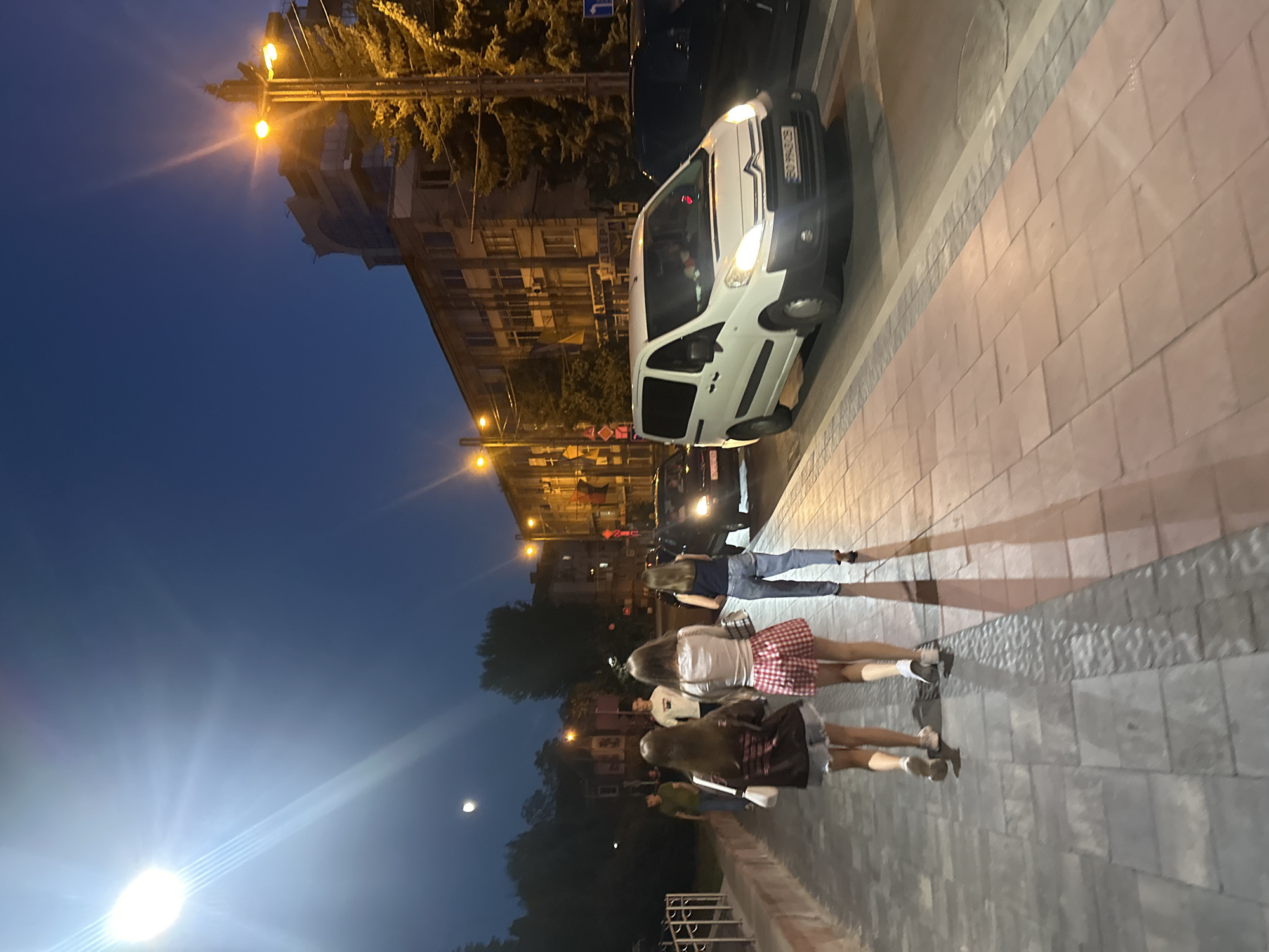 Ternopil city center at dusk, streets and landmarks
