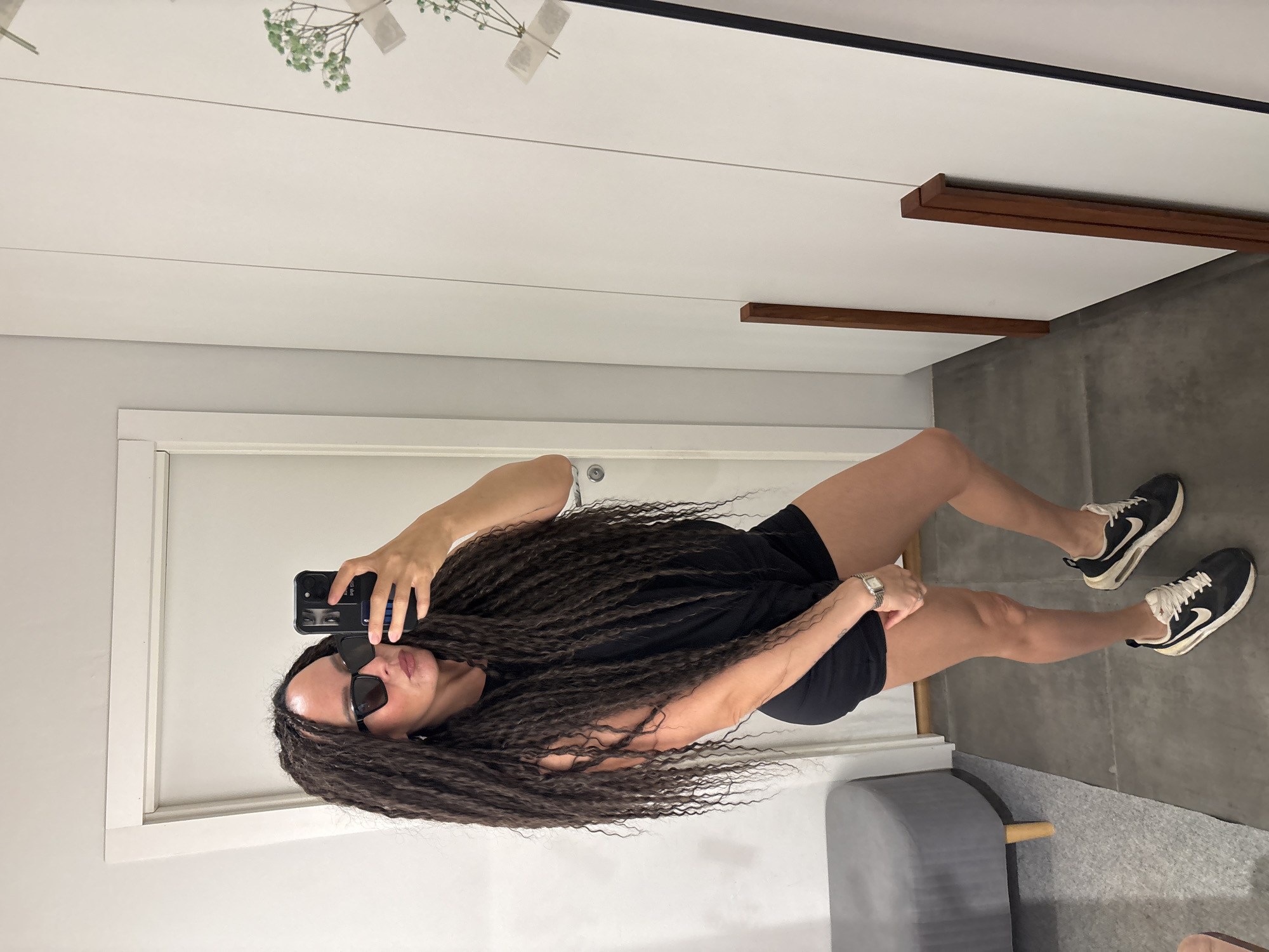 Woman takes multiple selfies in Chaikovsky, Russia morning
