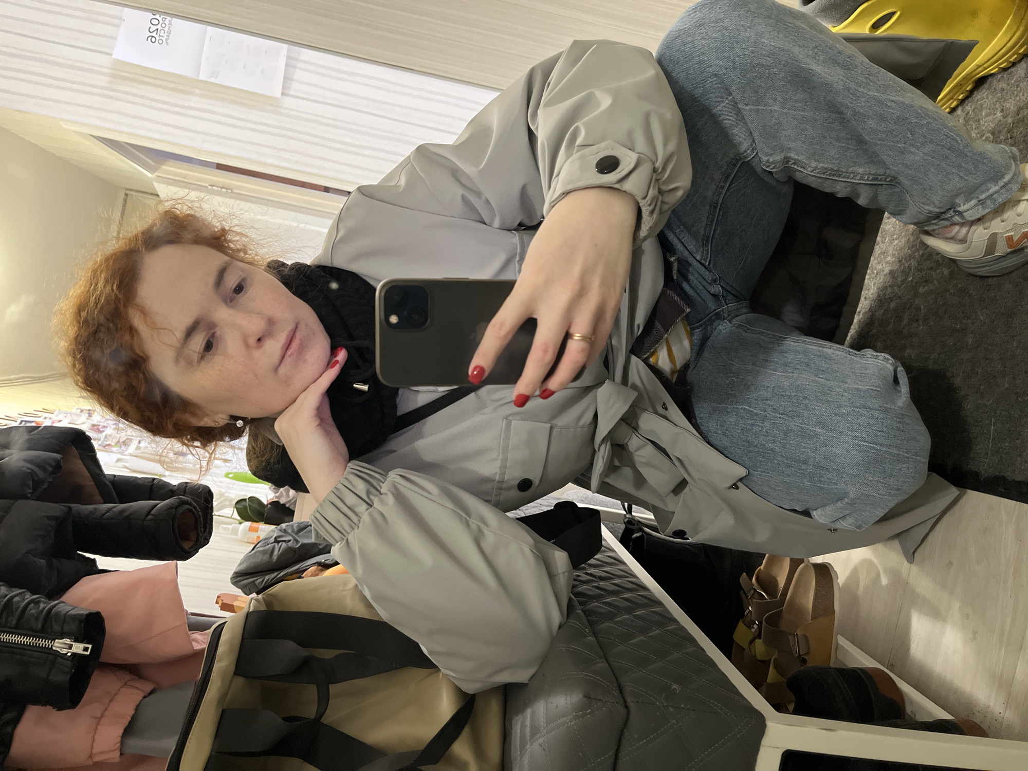 Woman takes early morning selfies in Chaikovsky, Russia