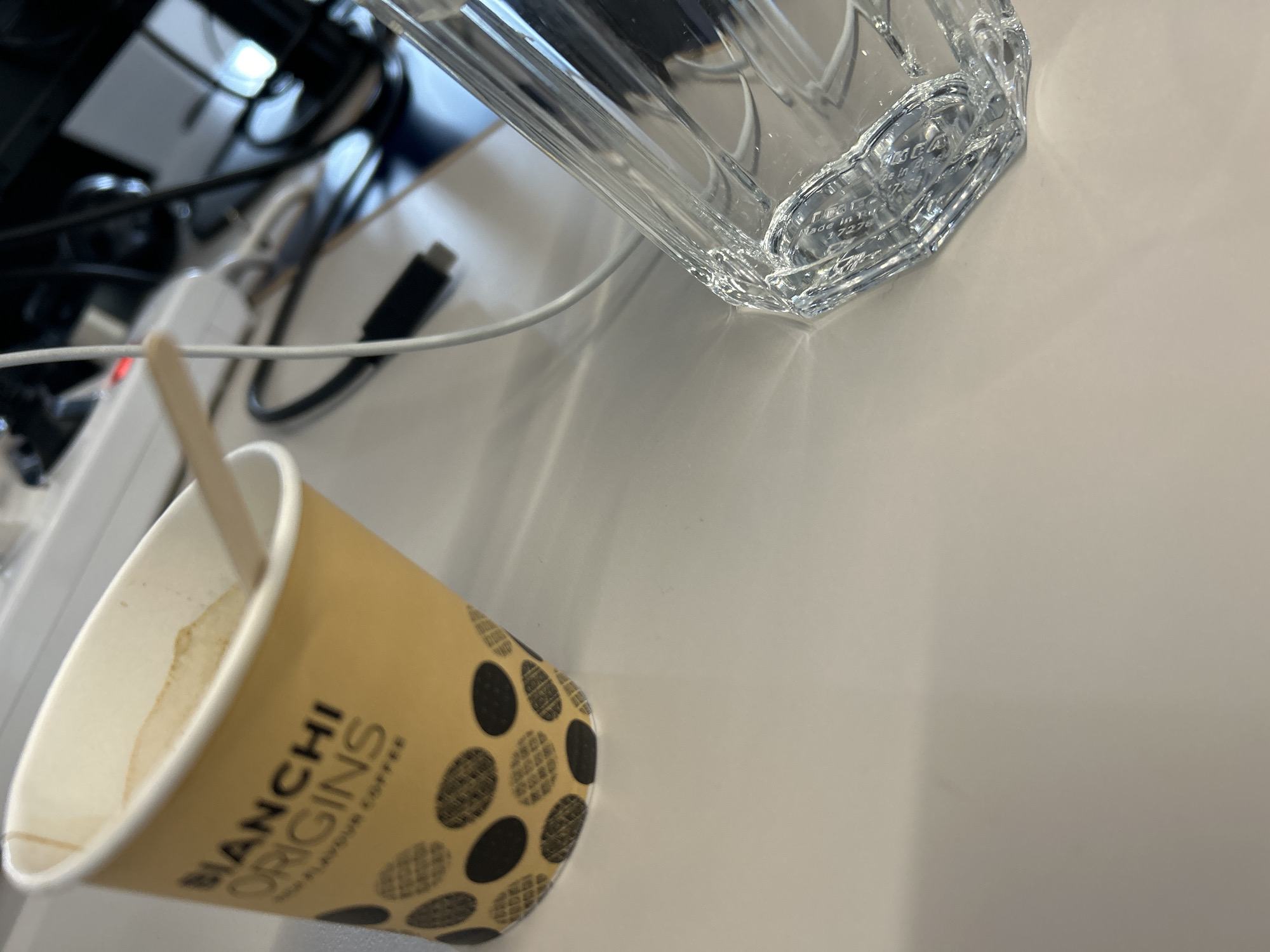 Morning coffee moment captured at Sofia desk scene