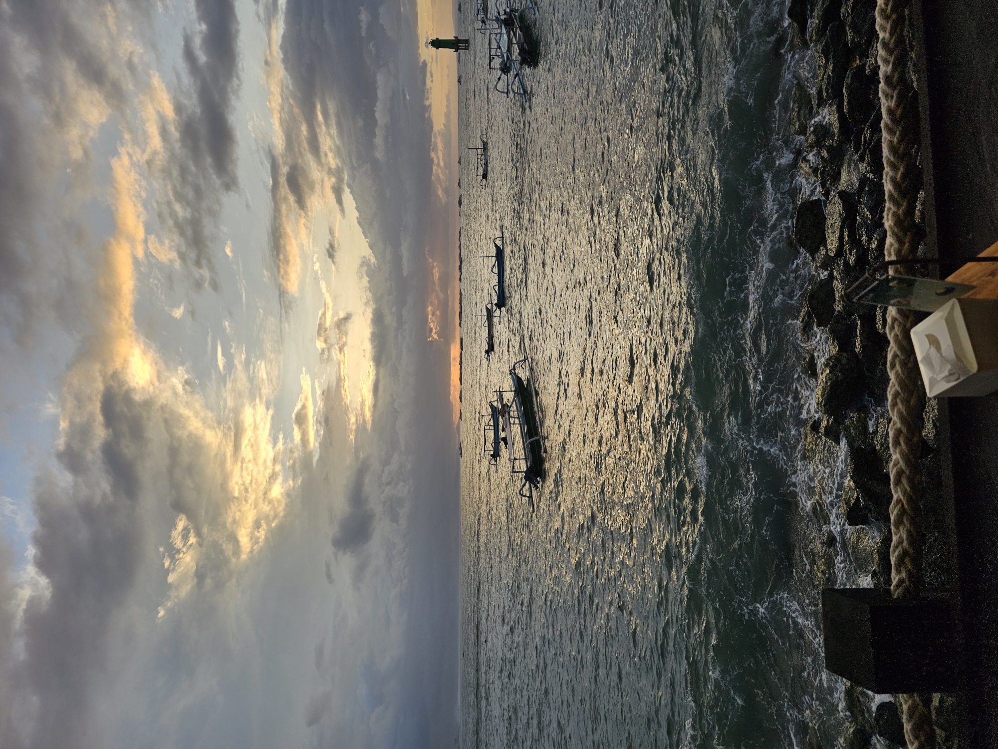 Traditional jukung boats spotted at rest in Denpasar waters