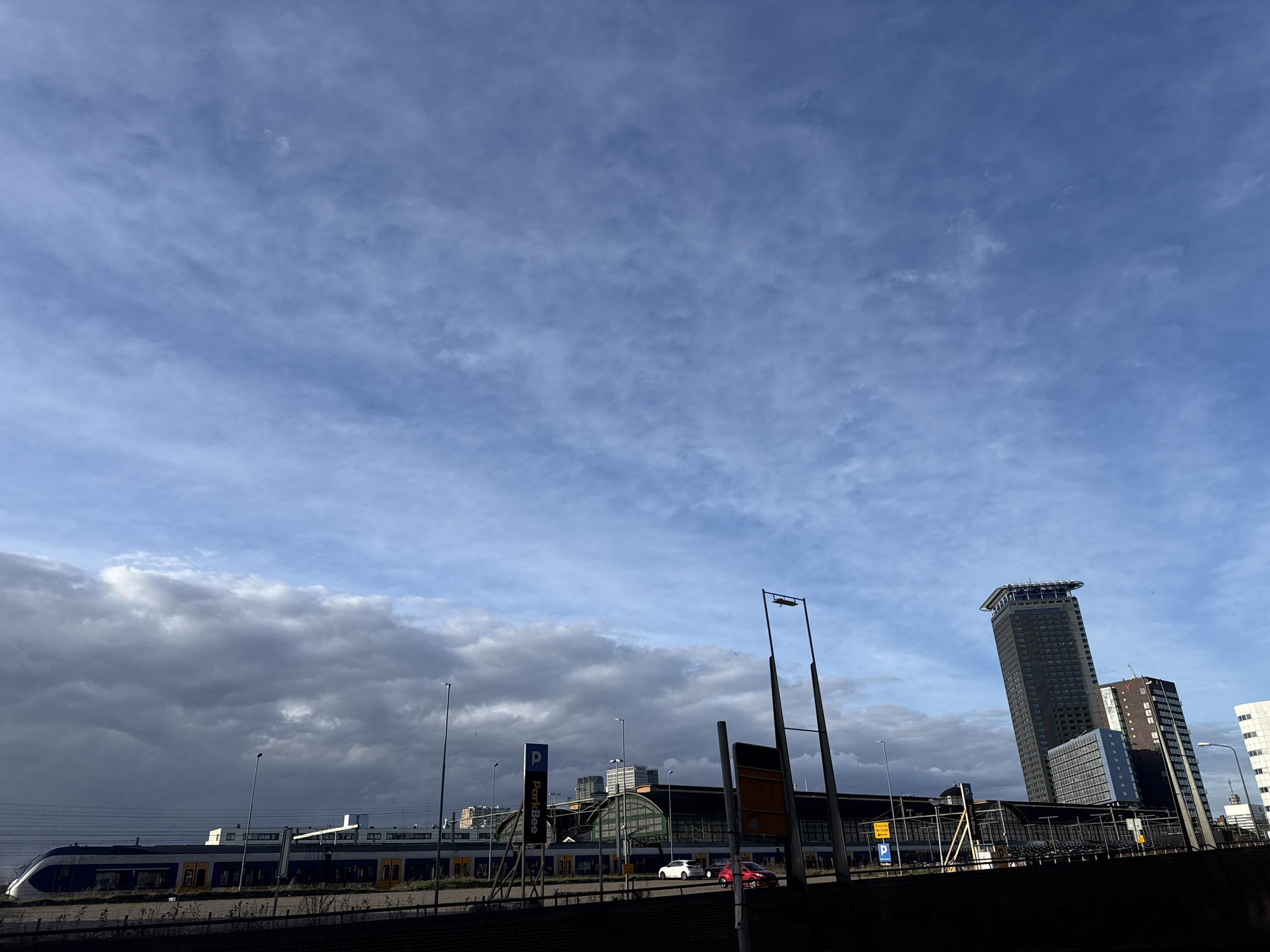 Daytime cityscape views documented near The Hague Central Station