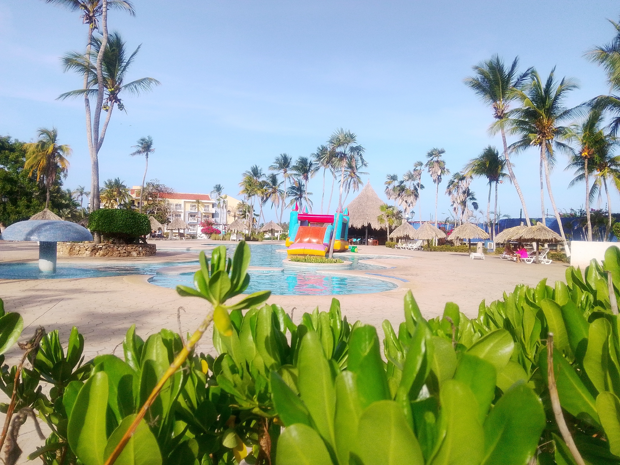 Tourist resort pool observed at Playa El Agua, Venezuela