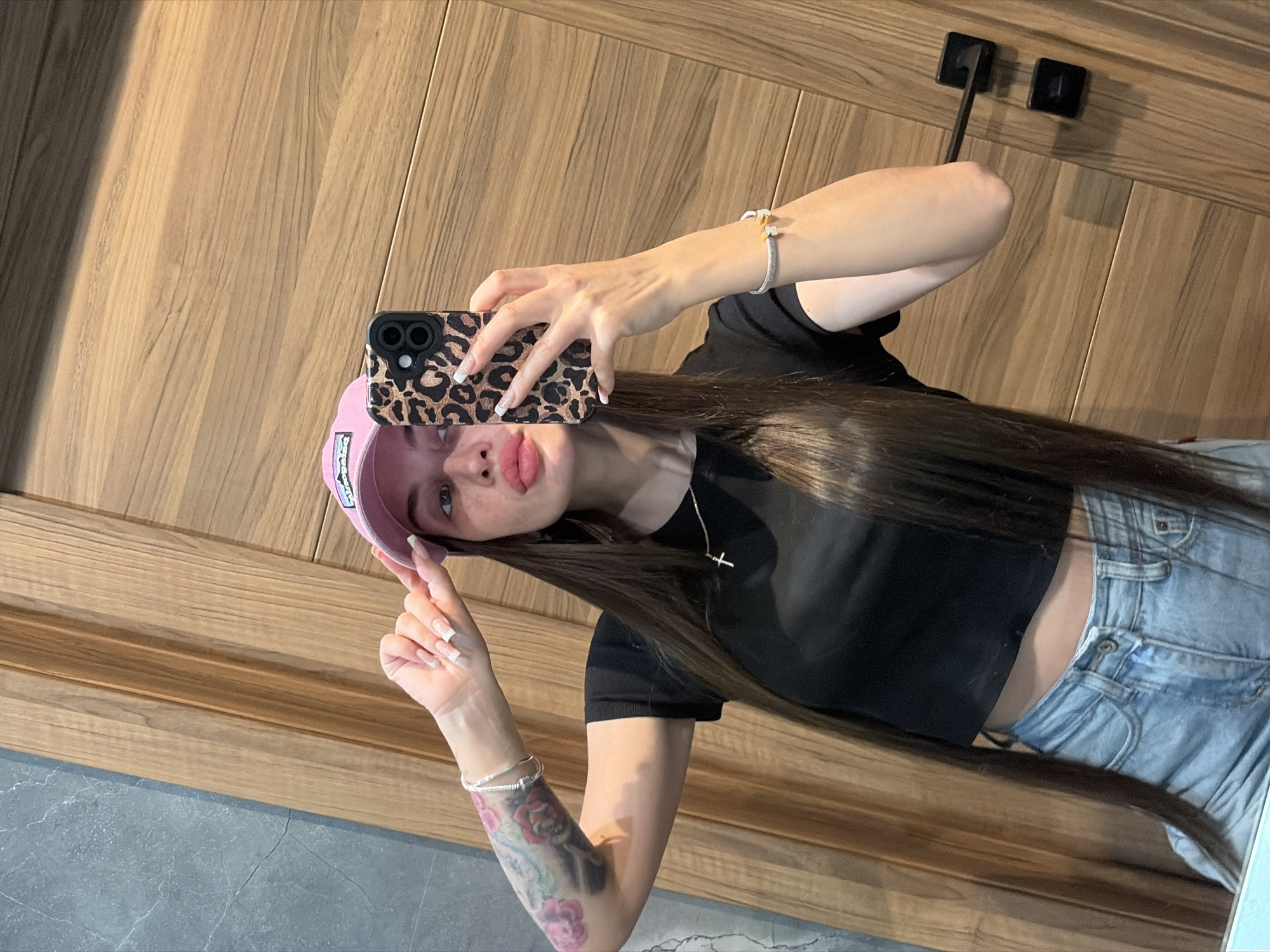 Mirror selfie series, pink cap and denim, Dnp Ryzhiki