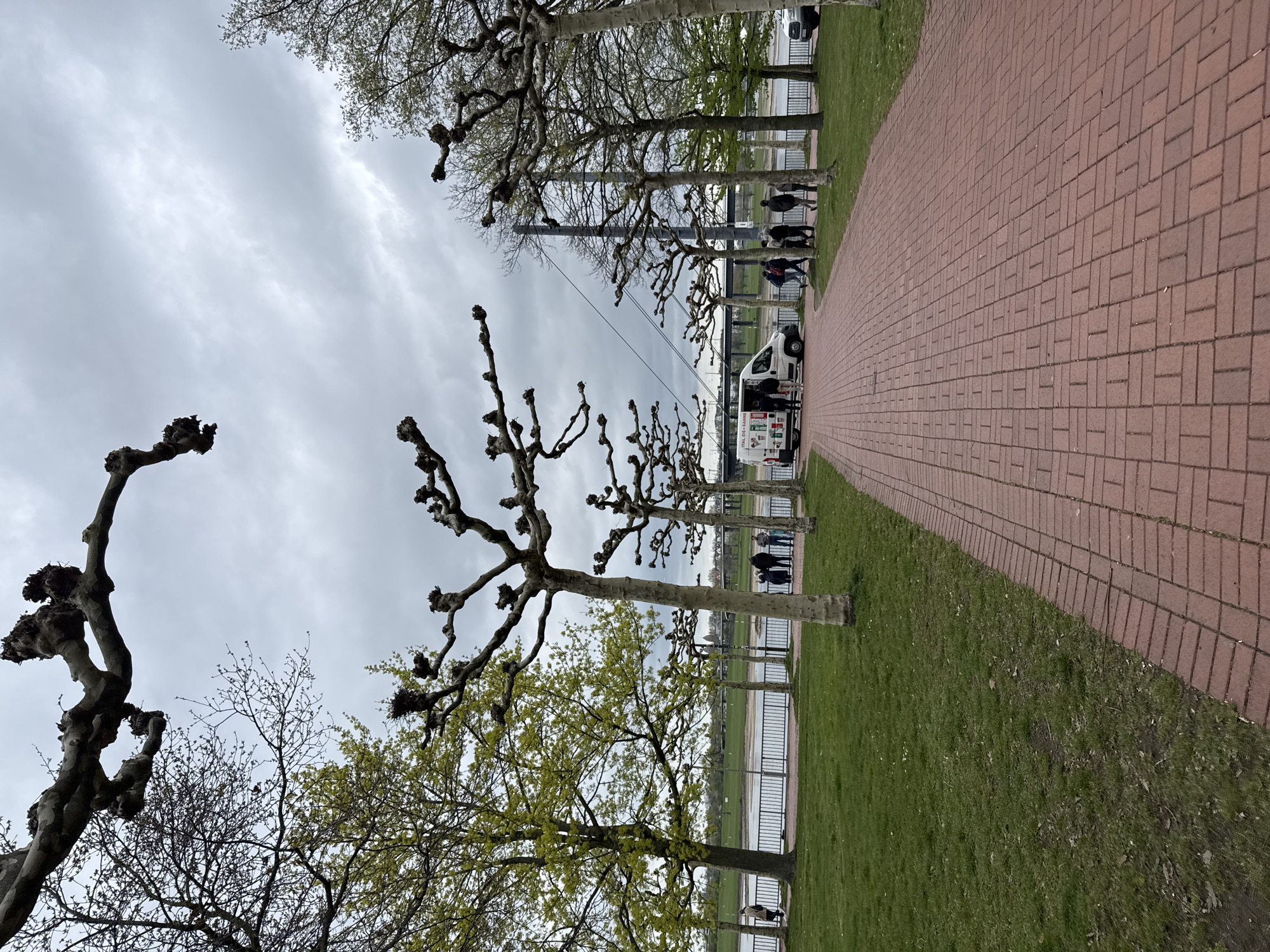 Tourist visits Düsseldorf's Rhine Tower, documents city views