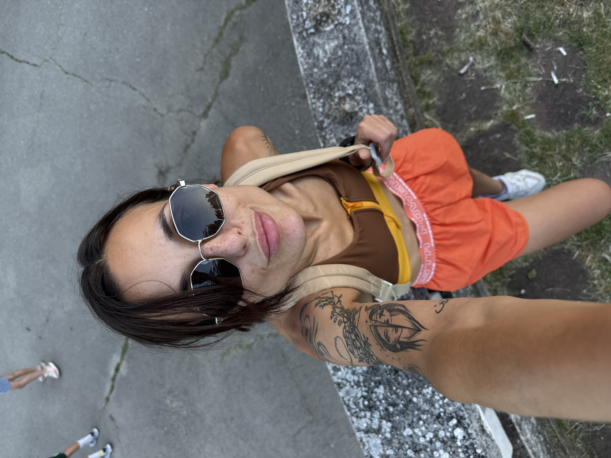 Selfie session in athletic wear around Pleven, Bulgaria