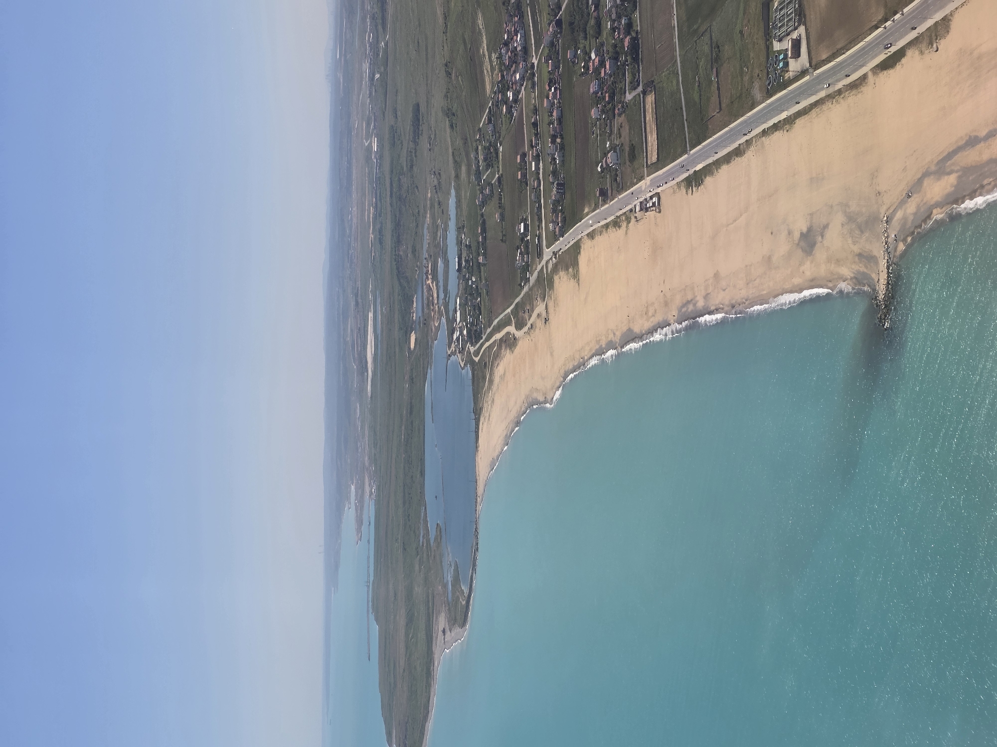 Aerial view captures Durusu Beach coastline in Arnavutköy, Turkey