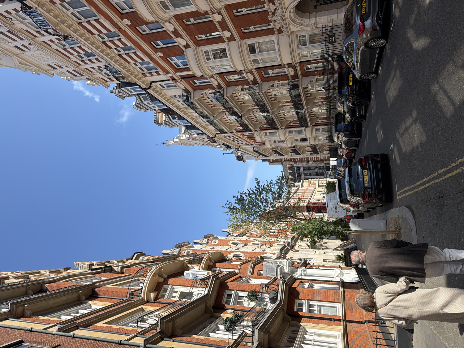 Clear skies over affluent London street scene captured