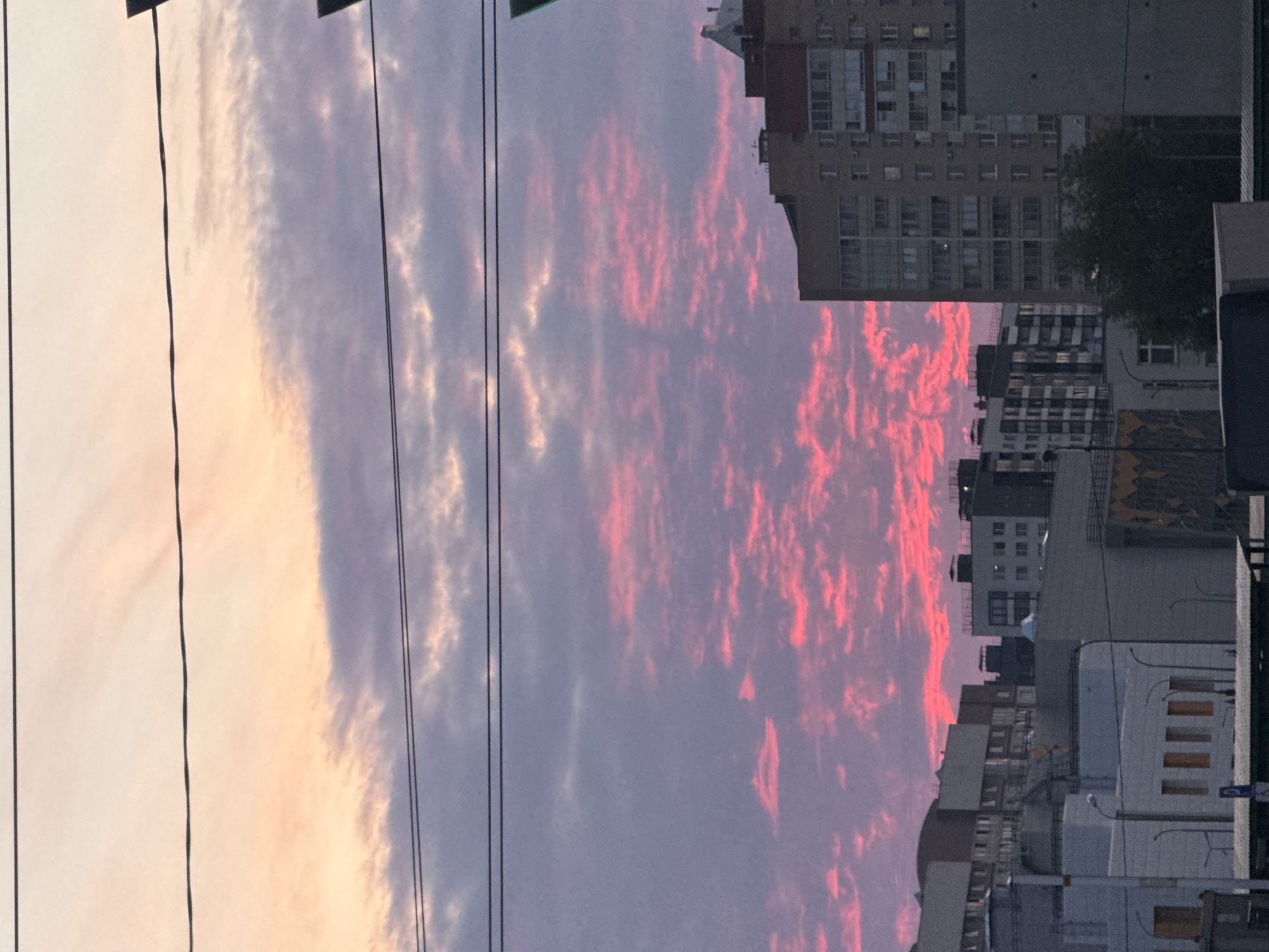 Dramatic colorful sky photographed over Kokkorevo cityscape