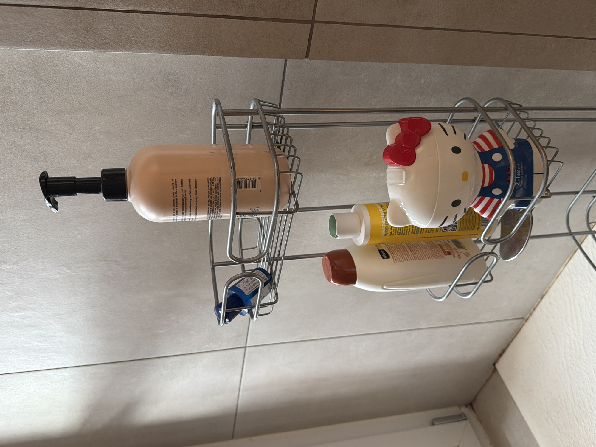 Bathroom shelf with personal care items spotted in Milan