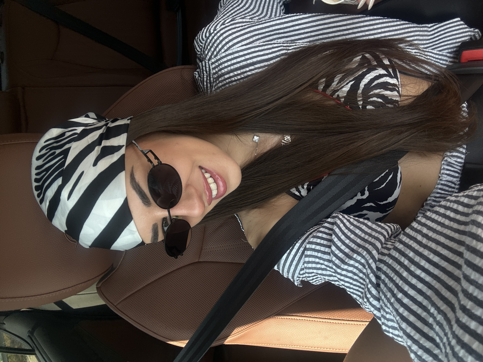 Smiling in the car, somewhere in northern Greece