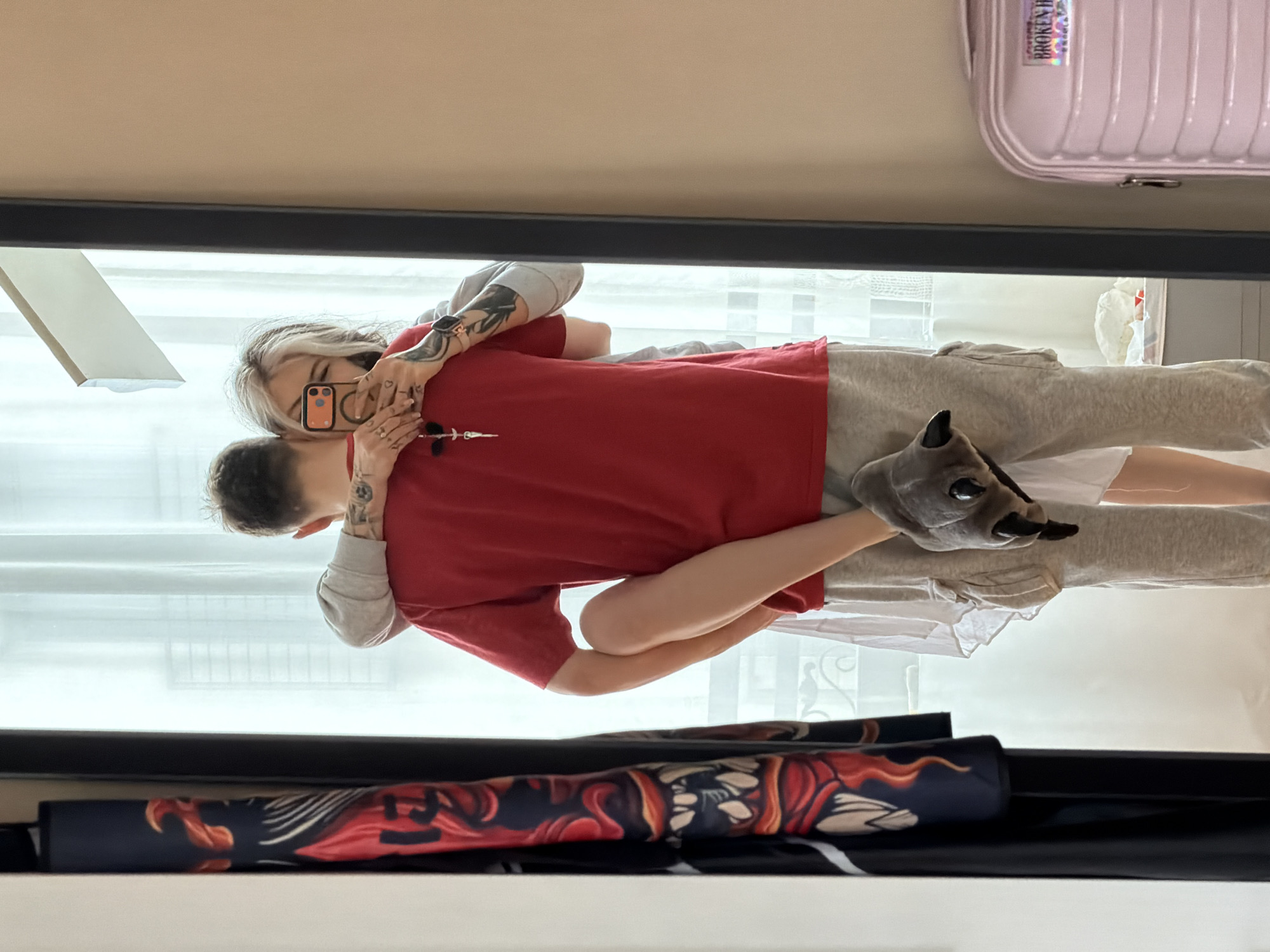 Two people share intimate moment in Budva mirror selfie