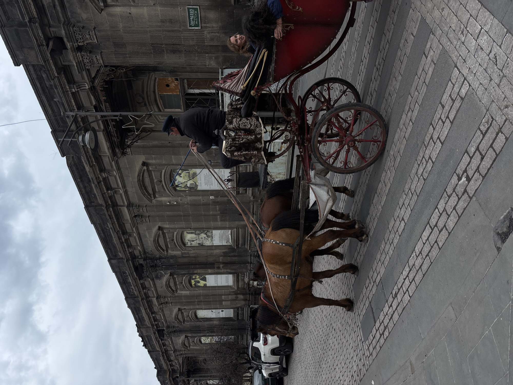 Horse-drawn carriage spotted on streets of Gyumri, Armenia