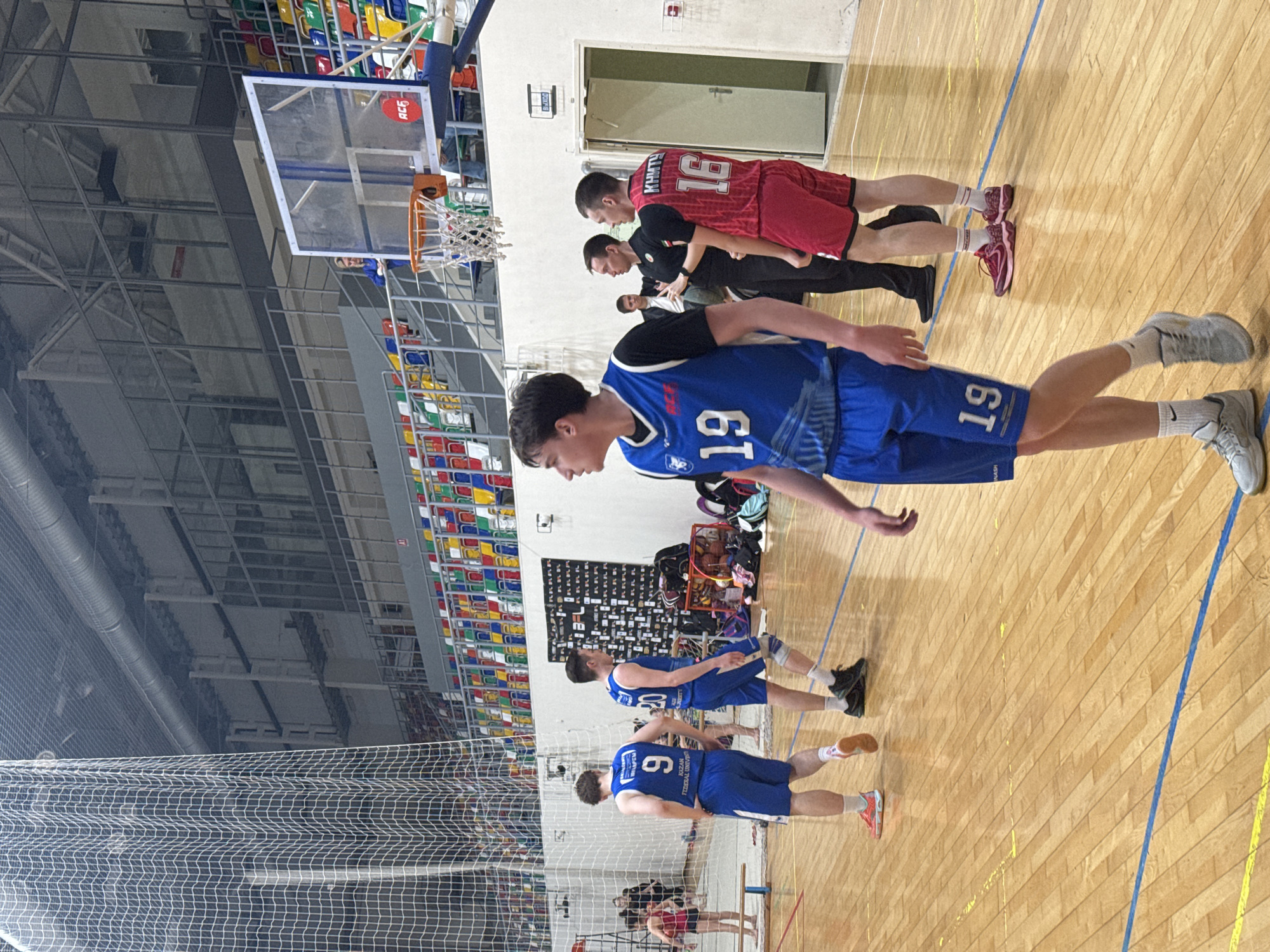 Basketball players gather at indoor court in Kazan