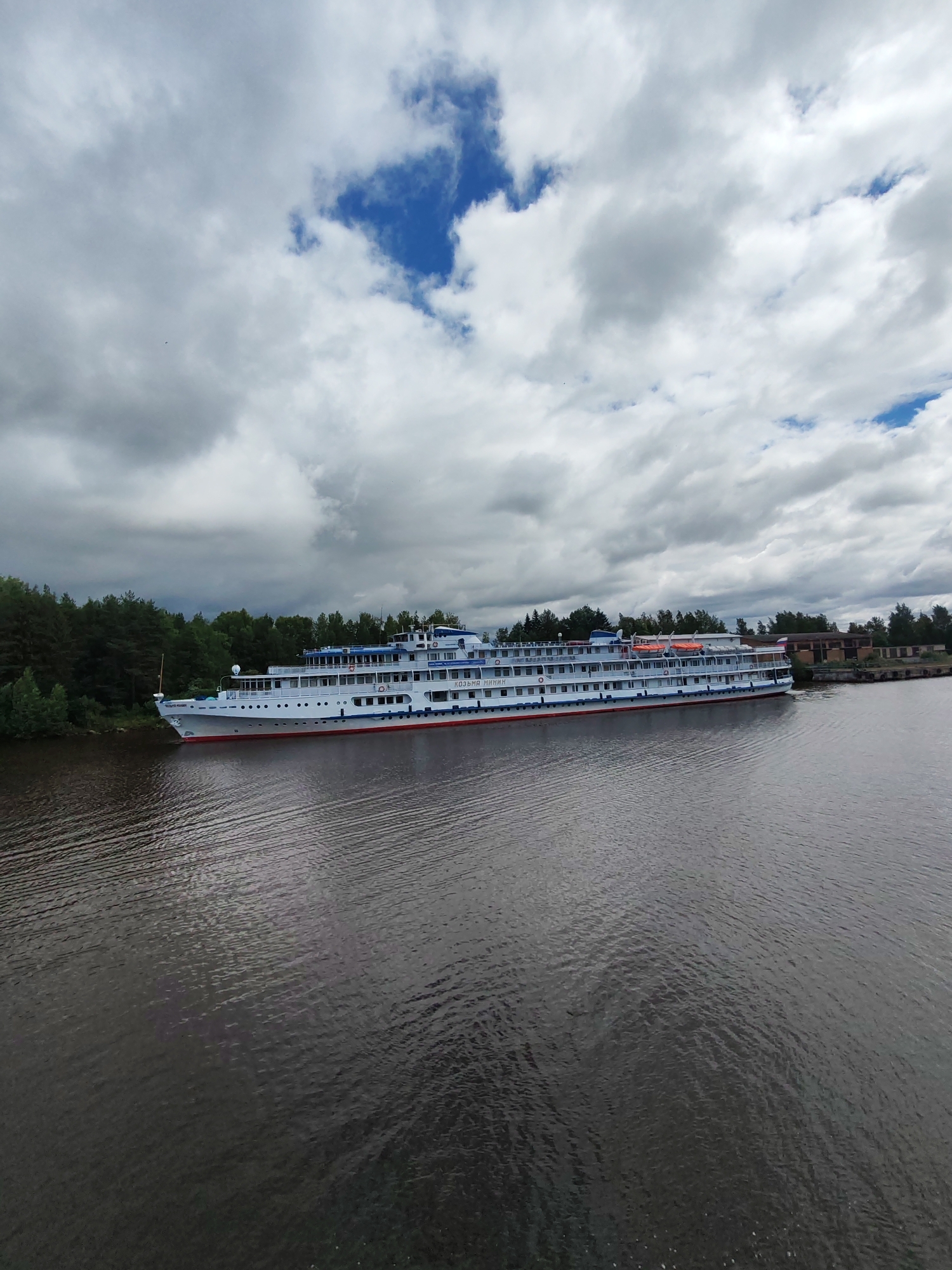 River cruise ship Kozma Minin docked at Vytegra port