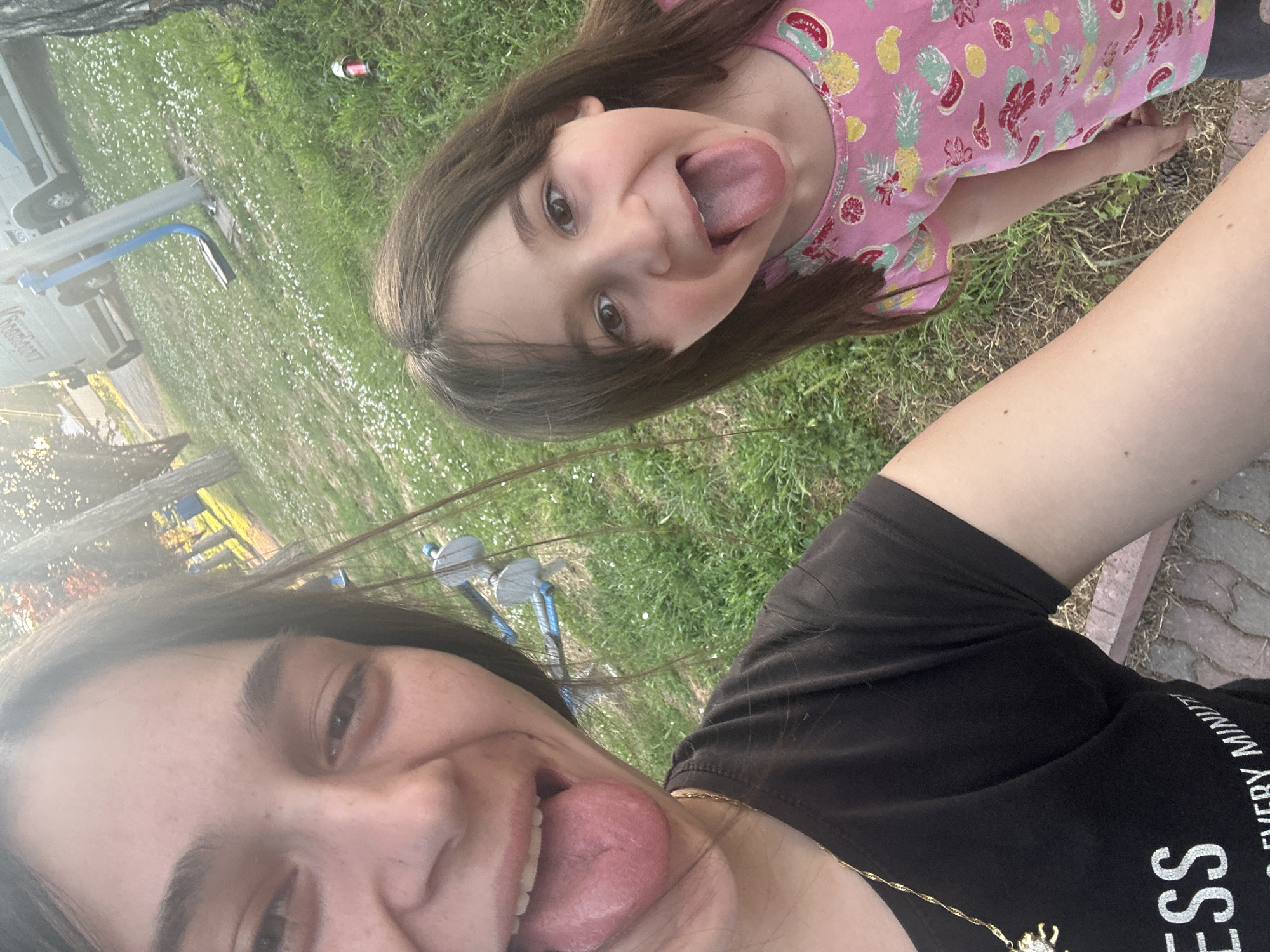 Adult and child share playful moments in Resen, Bulgaria