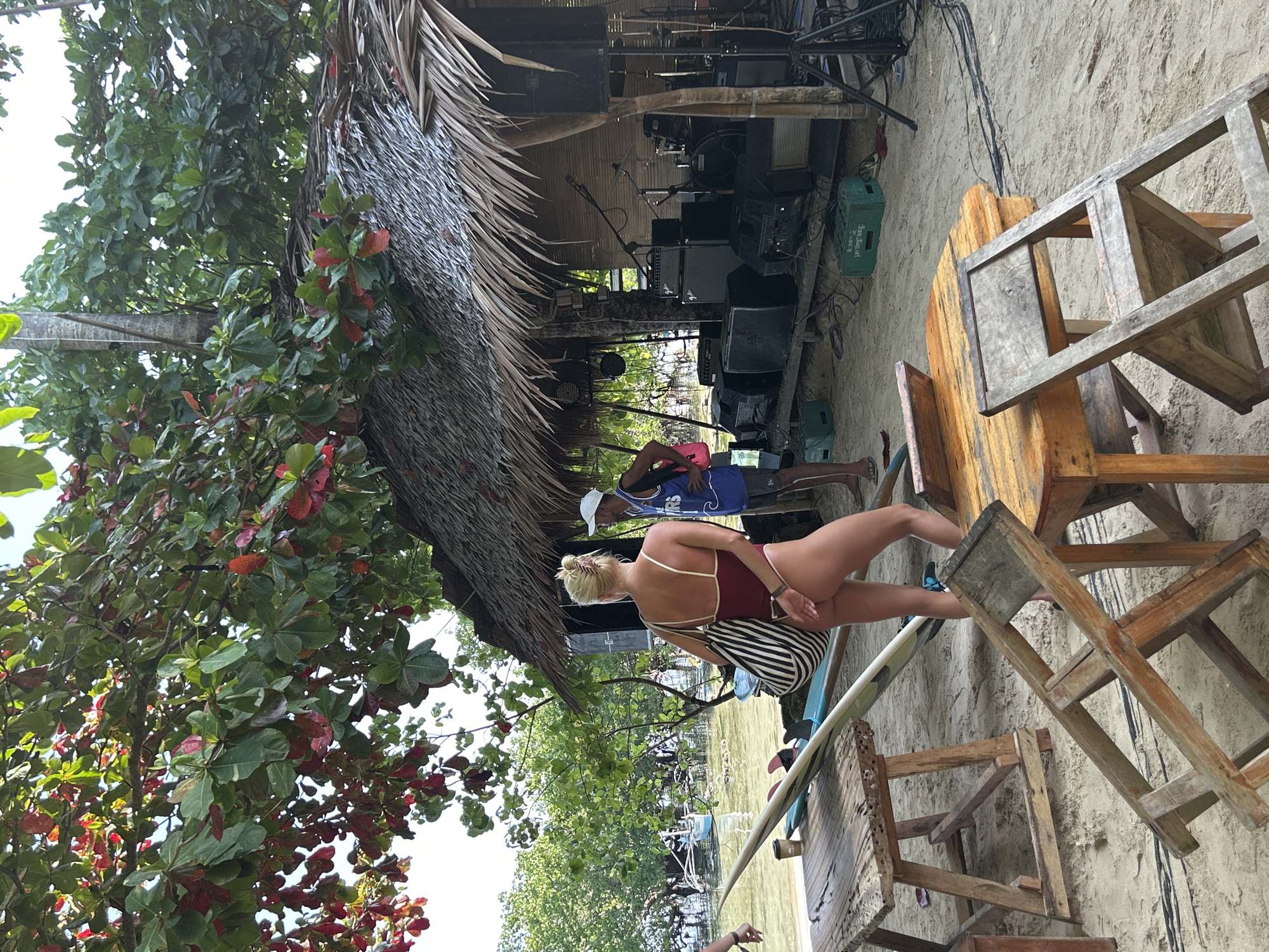 Beachfront surfboard storage captured in General Luna, Philippines