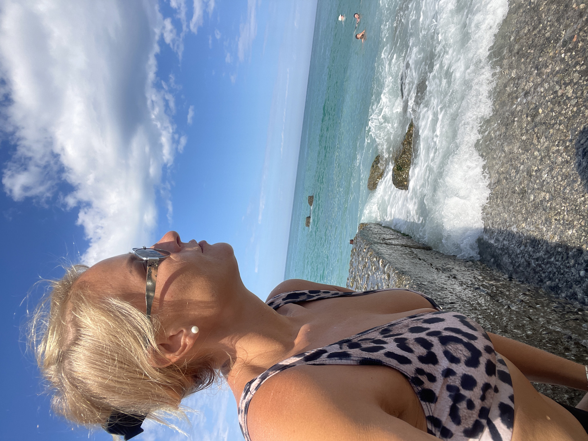 Summer day at Gagra's Black Sea beach, Abkhazia