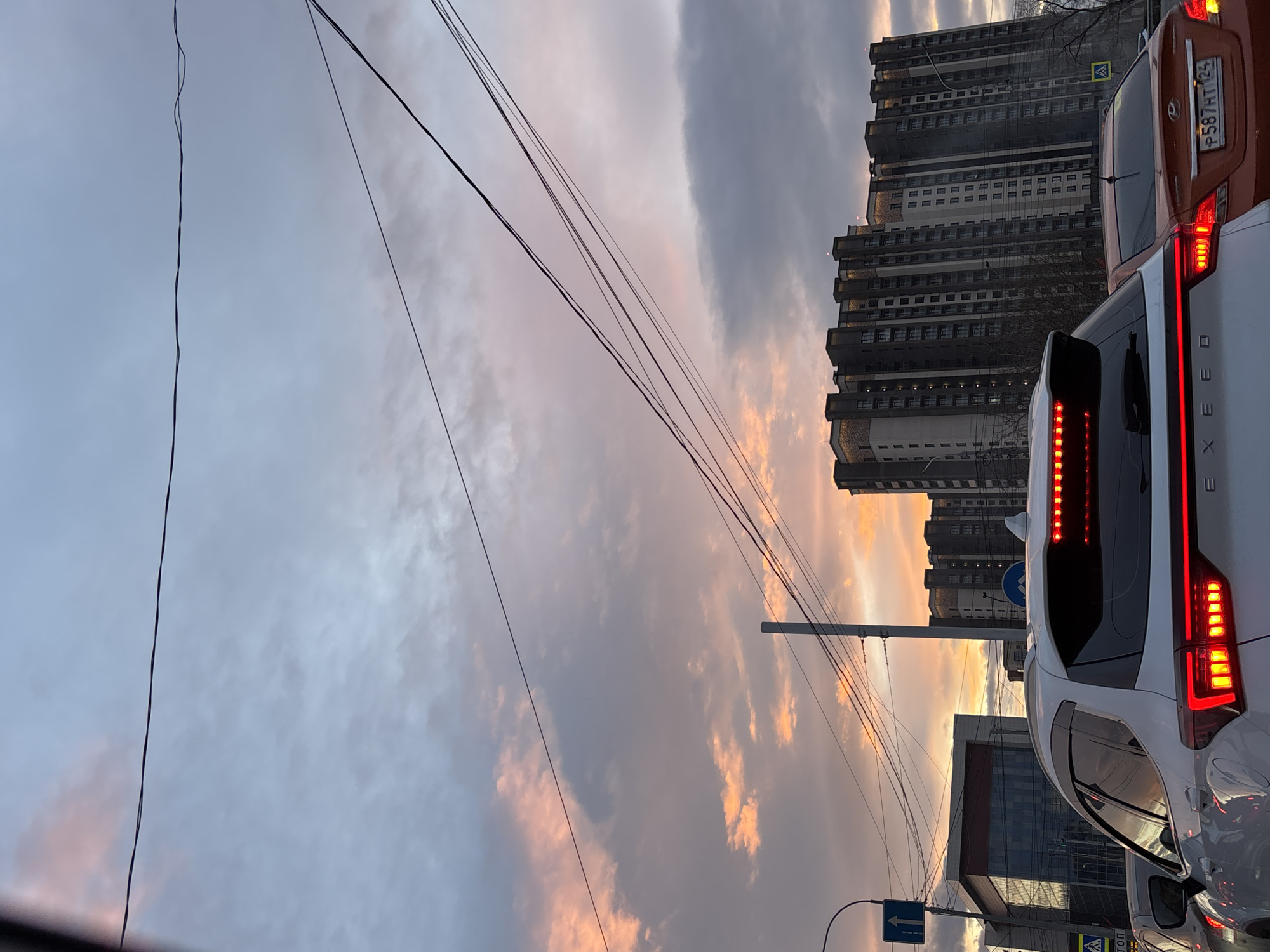 Dramatic skies captured during street scenes in Krasnoyarsk