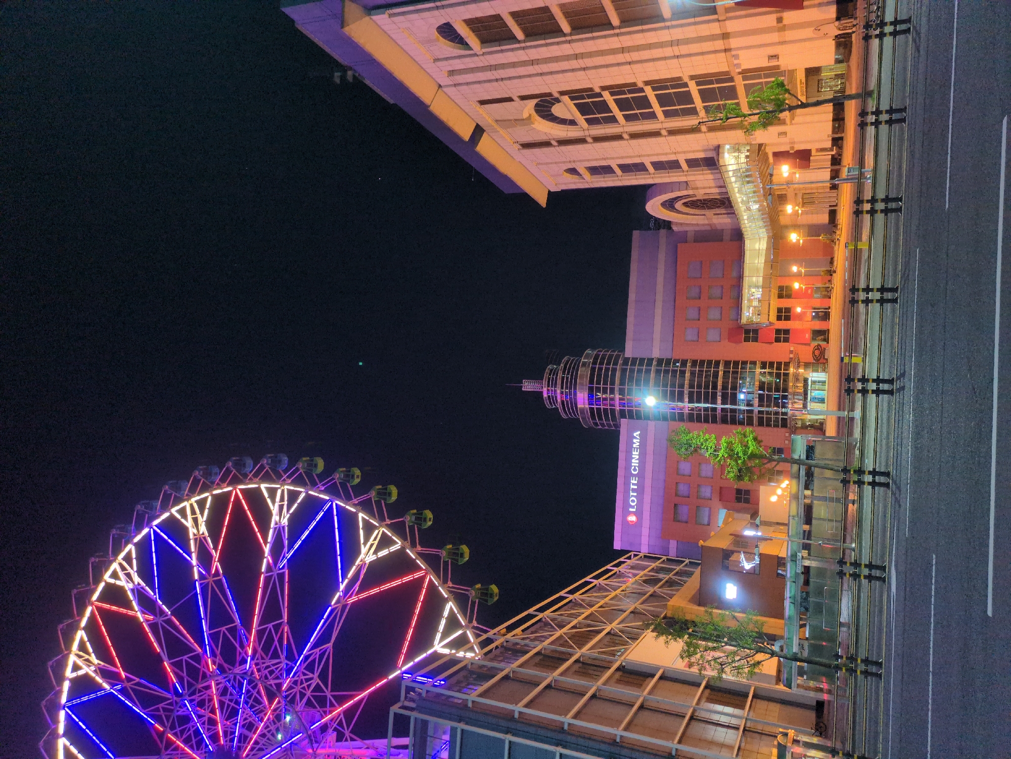 Illuminated Ferris wheel documented near Ulsan bus terminal