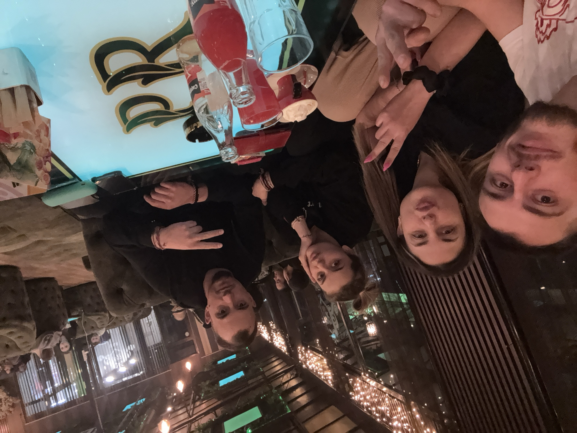 Friends take selfie at restaurant in Ruse, Bulgaria
