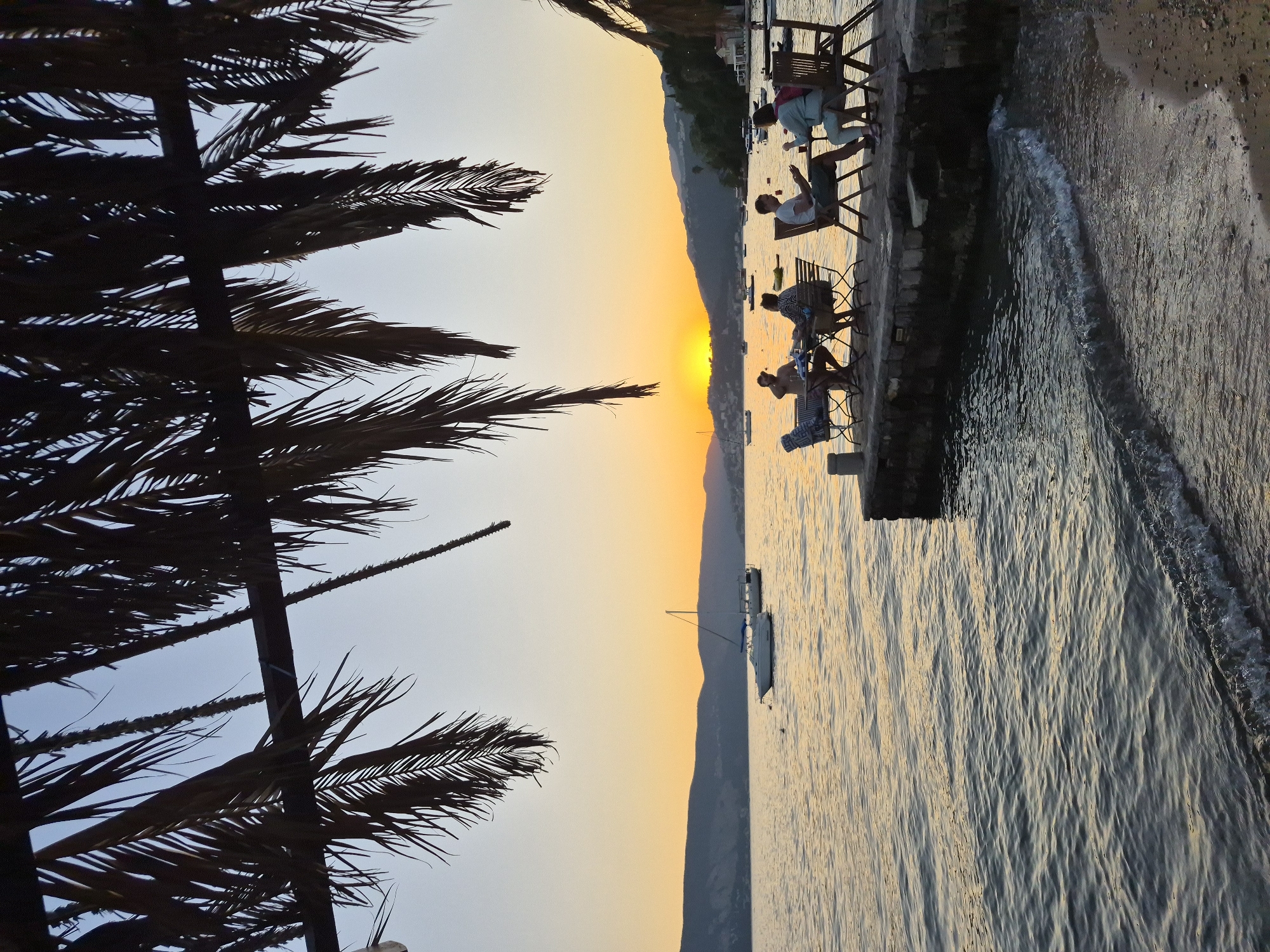Sunset evening on the waterfront in Kumbor, Montenegro