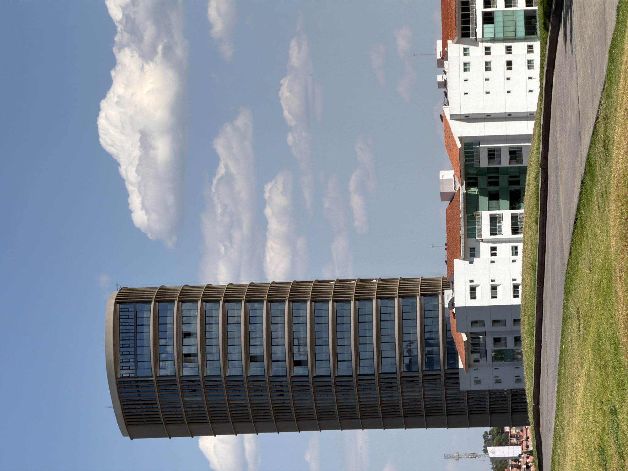Modern skyscrapers photographed in San Bernardino Tlaxcalancingo, Mexico